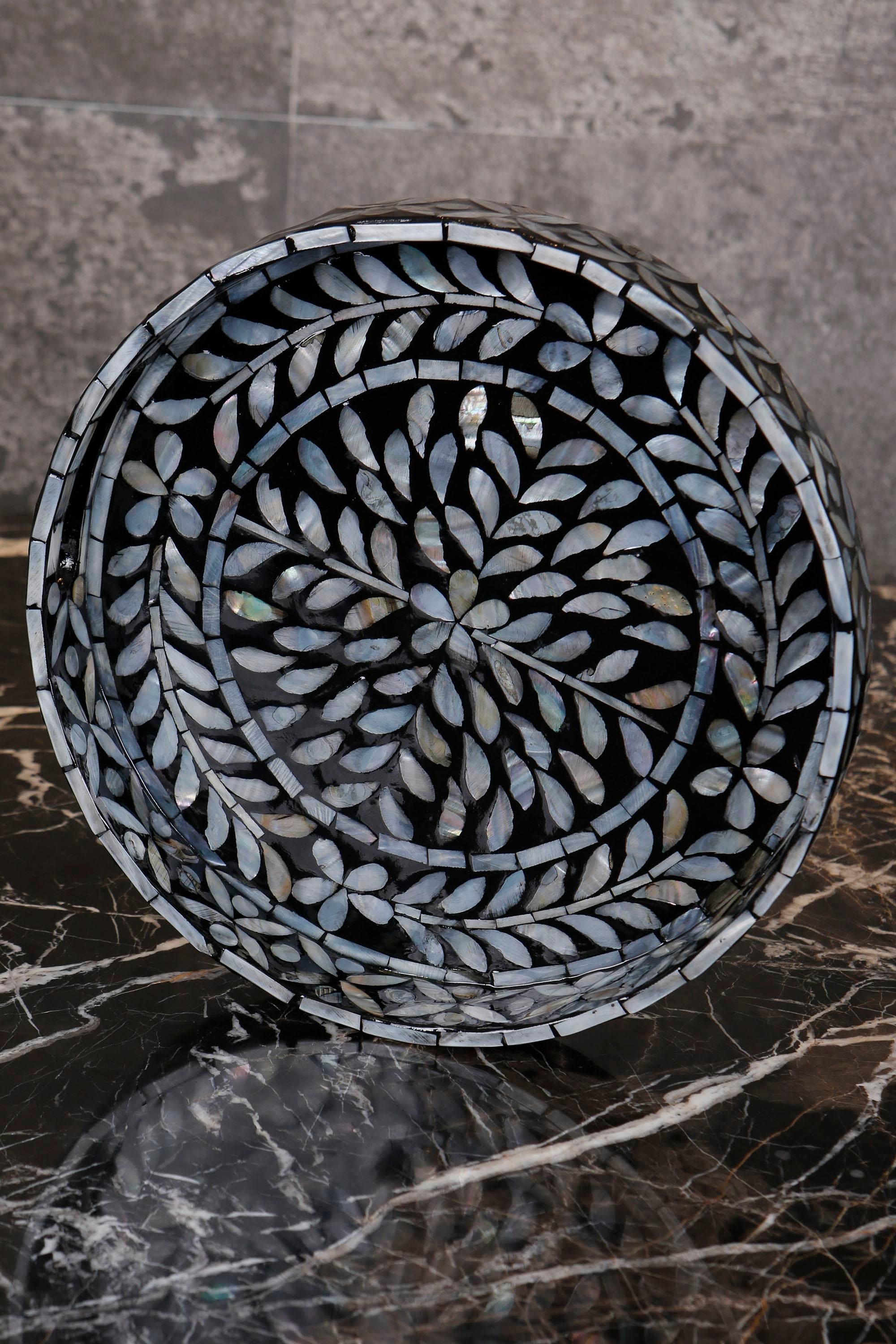 Metpoint Sedefli 3'lü Siyah Sedef Detaylı Tepsi Seti