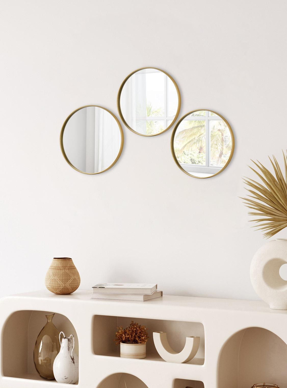 Metpoint Yuvarlak Aynalı Gold 24x24 İkramlık Kahve ve Çay Sunum Tepsisi (Çok Amaçlı)