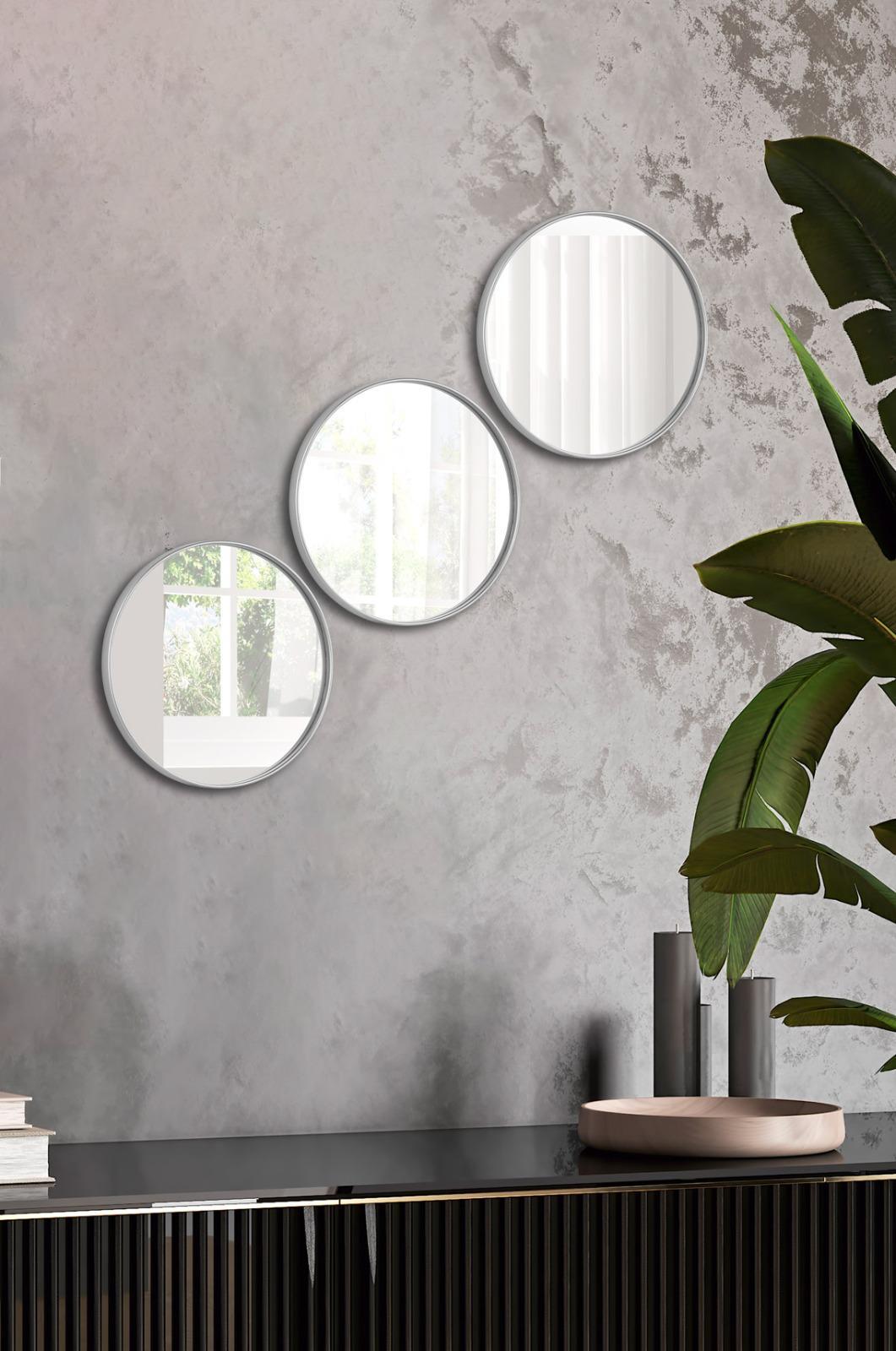 Metpoint Yuvarlak Aynalı Gümüş 24x24 İkramlık Kahve ve Çay Sunum Tepsisi (Çok Amaçlı)