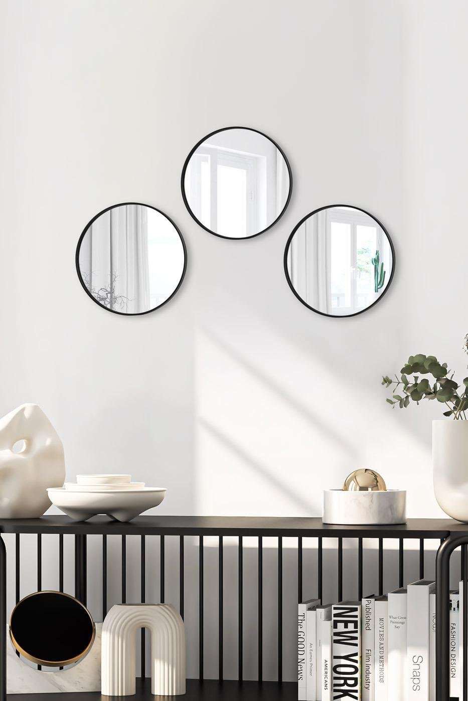 Metpoint Yuvarlak Aynalı Siyah 24x24 İkramlık Kahve ve Çay Sunum Tepsisi (Çok Amaçlı)