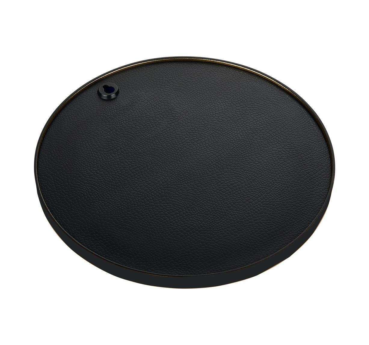 Metpoint Yuvarlak Aynalı Siyah 24x24 İkramlık Kahve ve Çay Sunum Tepsisi (Çok Amaçlı)