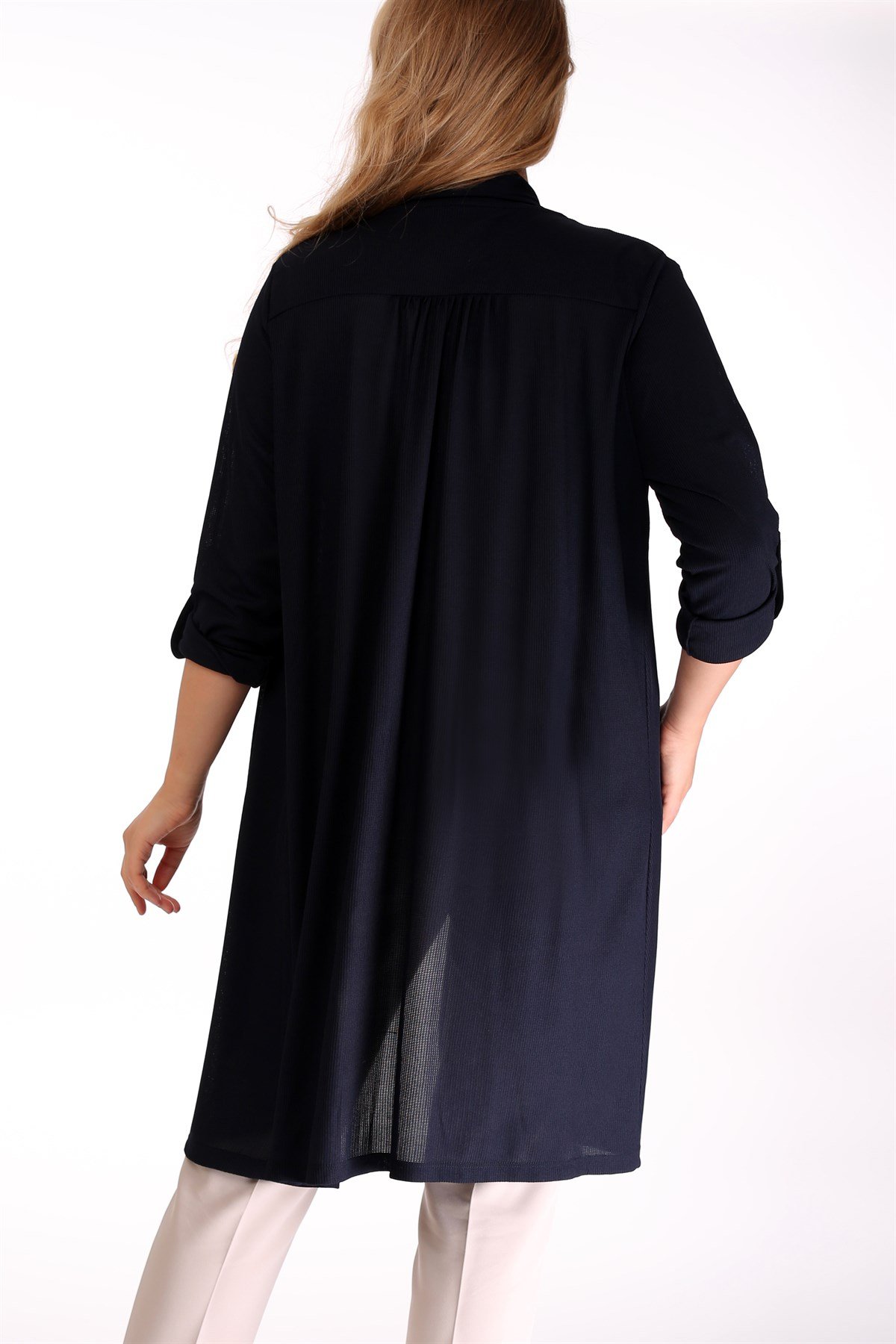 ÖN CEPLİ TAŞ ŞERİTLİ HIRKA LACİVERT