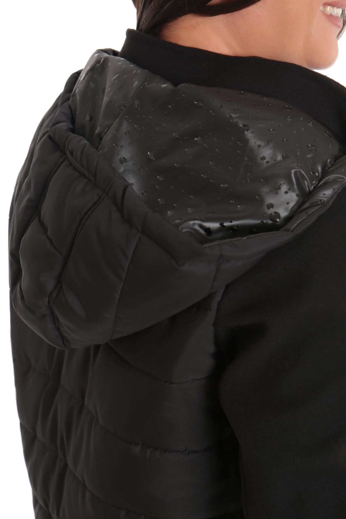 Trend42plus Arka Şişme Ön kaşe Siyah Kaban