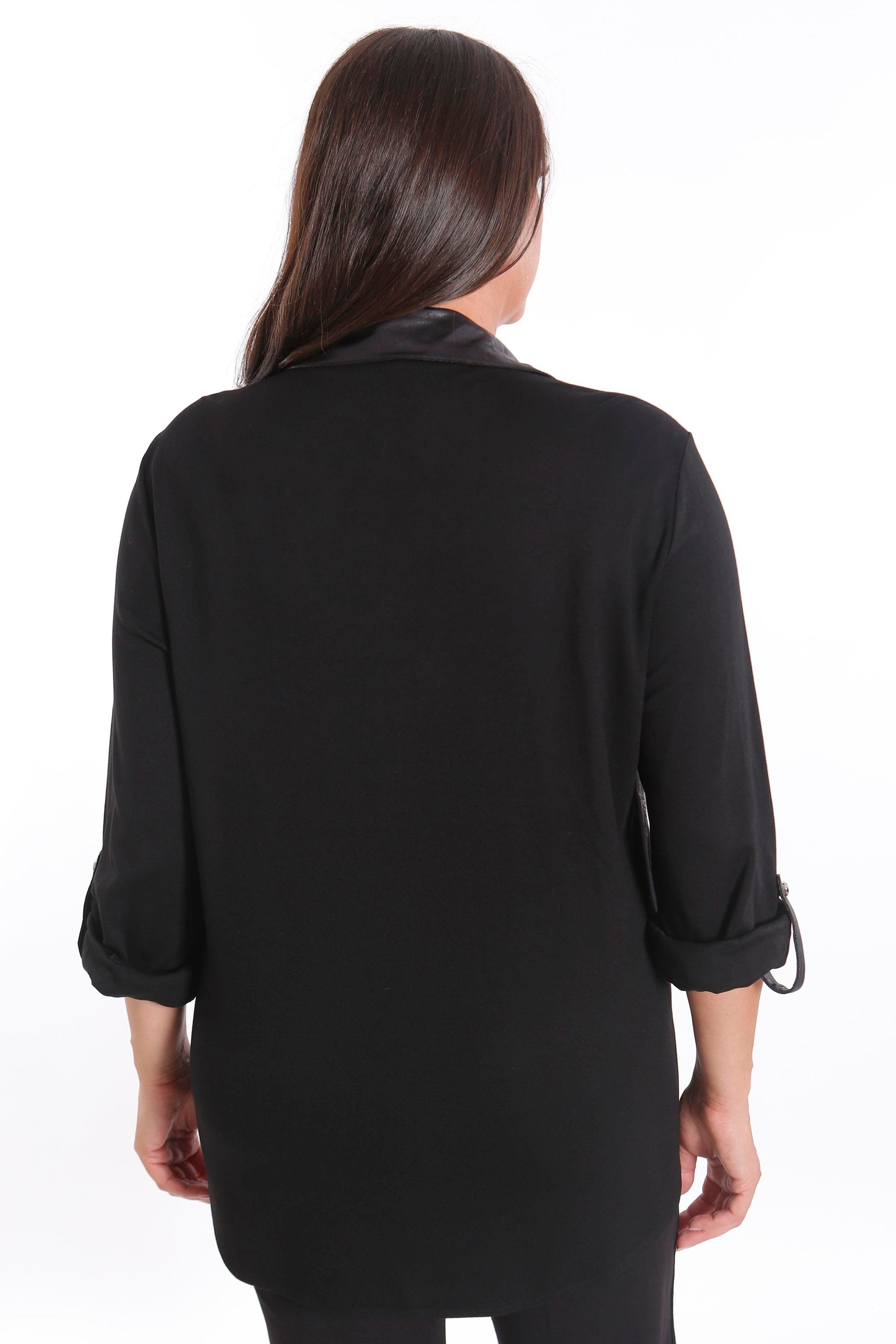 Trend42plus Büyük Beden Asimetrik Kesim Örme Haki Gömlek