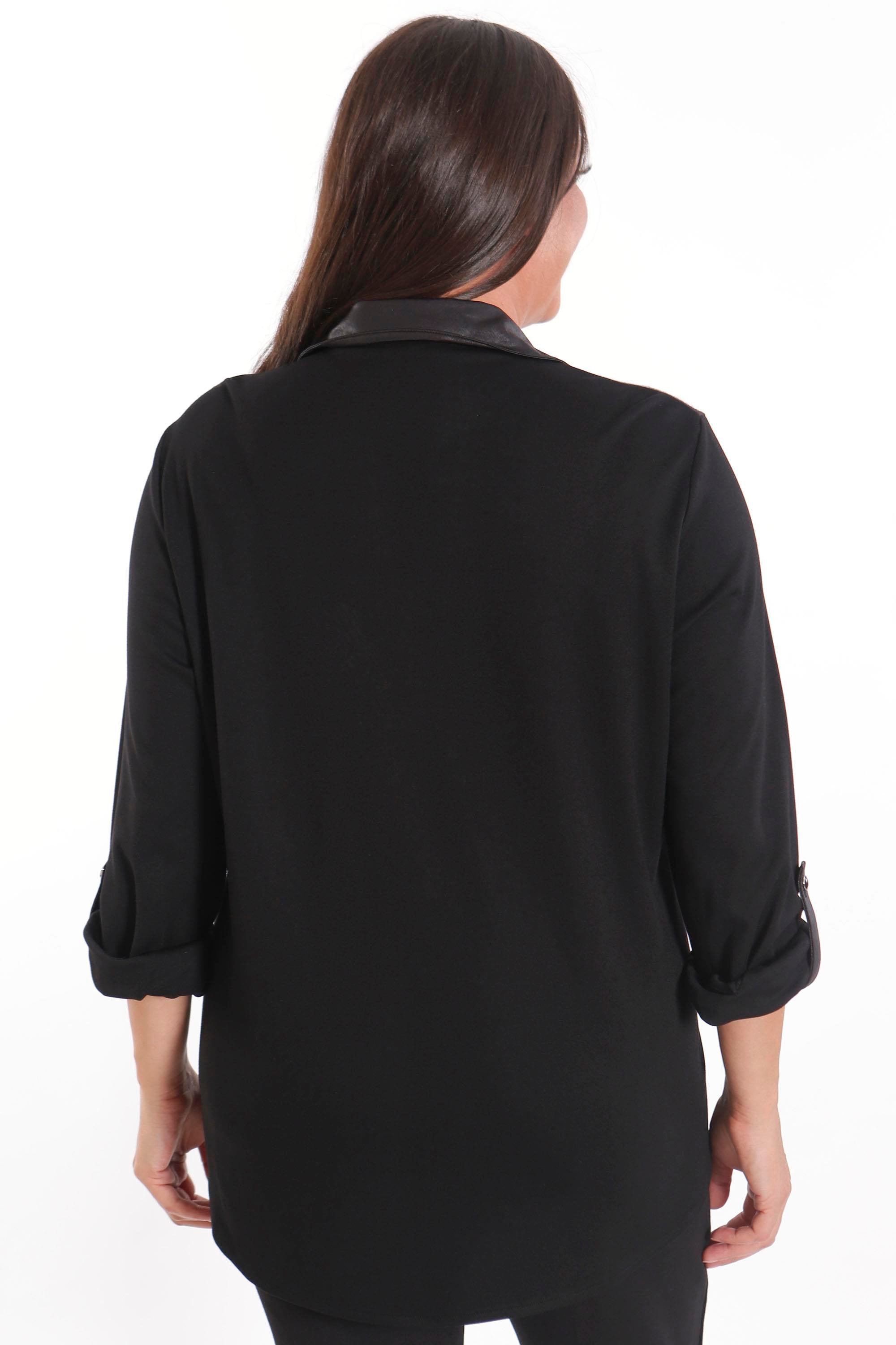 Trend42plus Büyük Beden Asimetrik Kesim Örme Bordo Gömlek