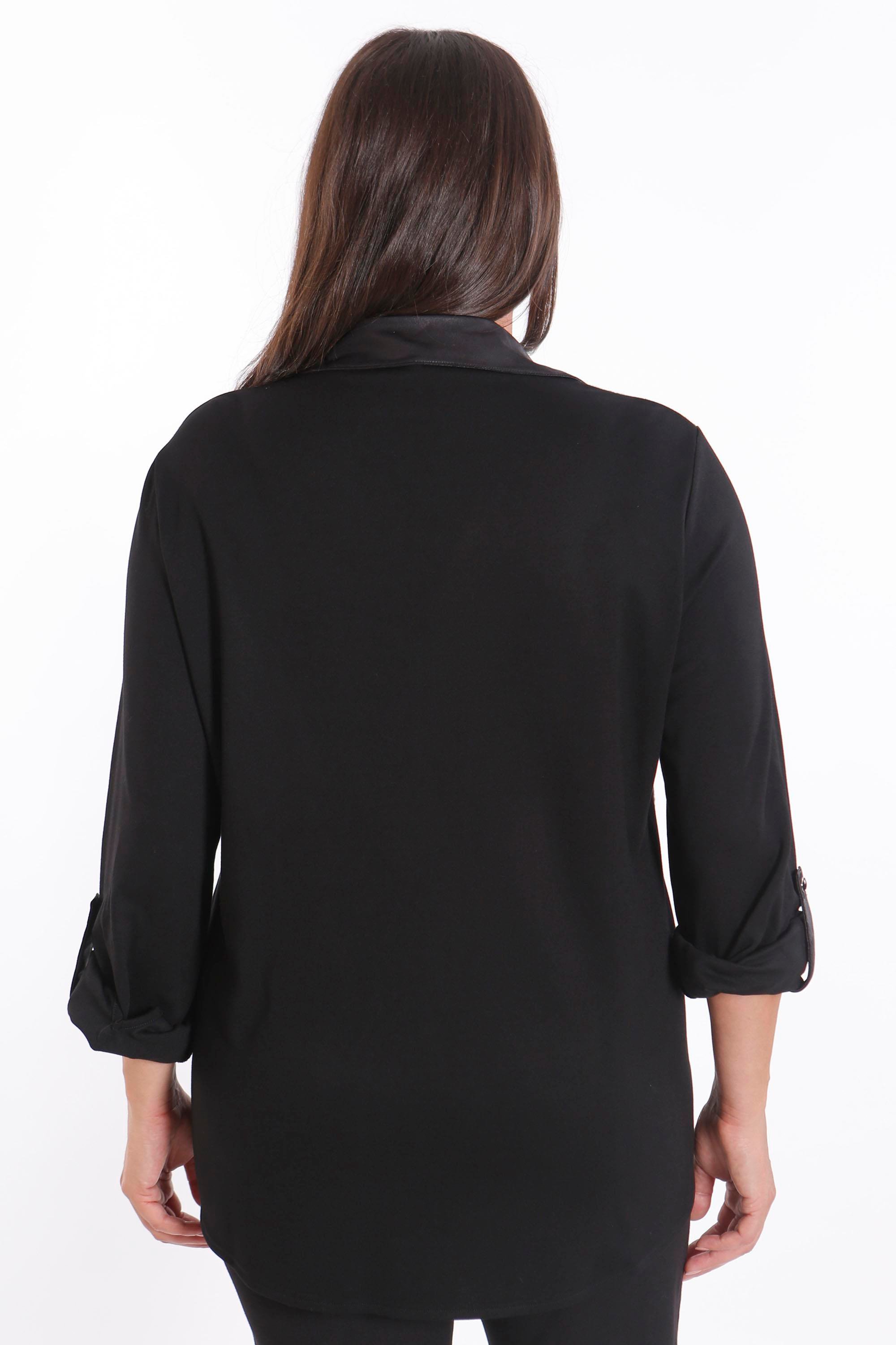 Trend42plus Büyük Beden Asimetrik Kesim Örme Bej Gömlek