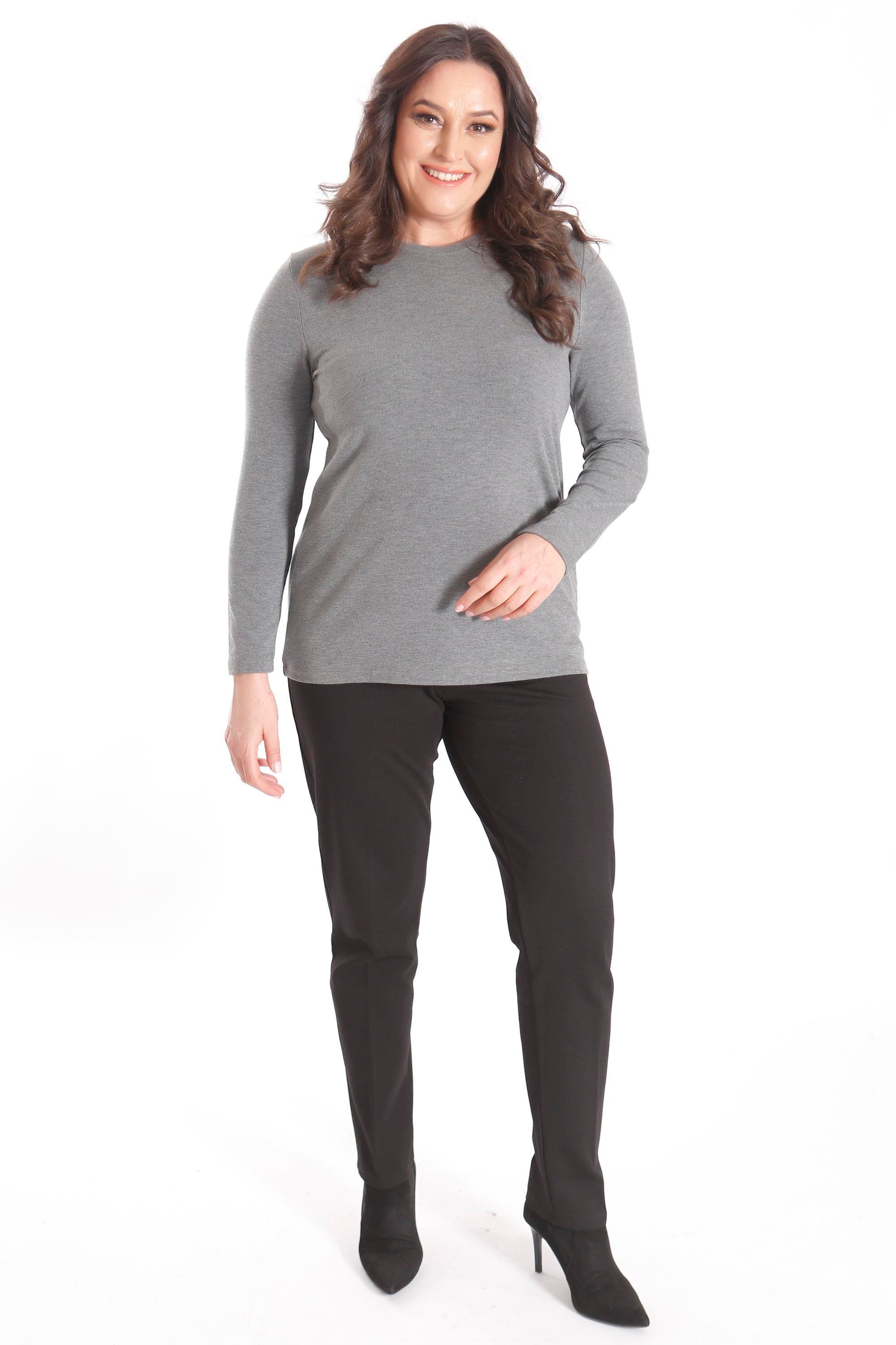 Trend42plus büyük Beden Basic Bisiklet Yaka Antrasit Bluz