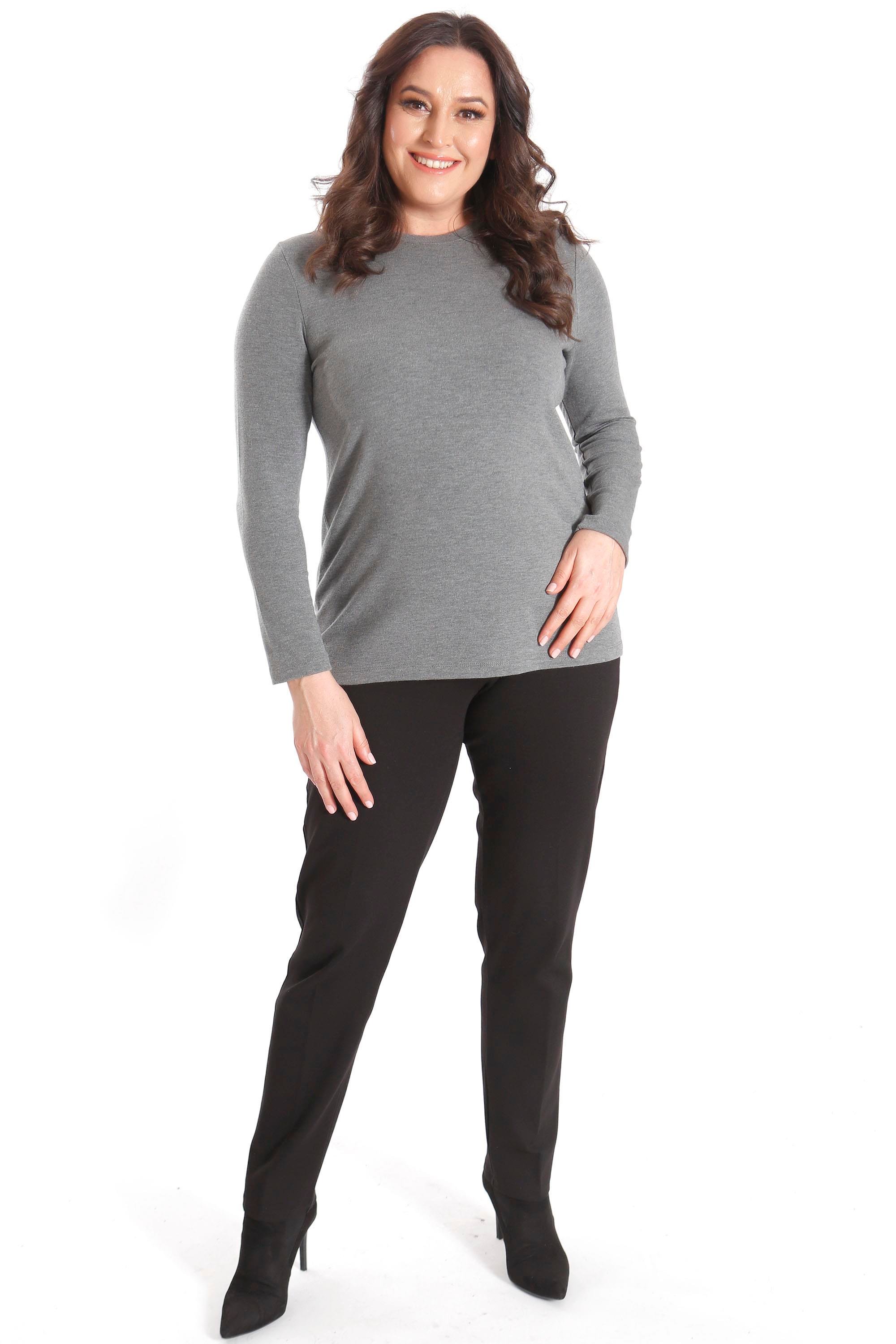 Trend42plus büyük Beden Basic Bisiklet Yaka Antrasit Bluz