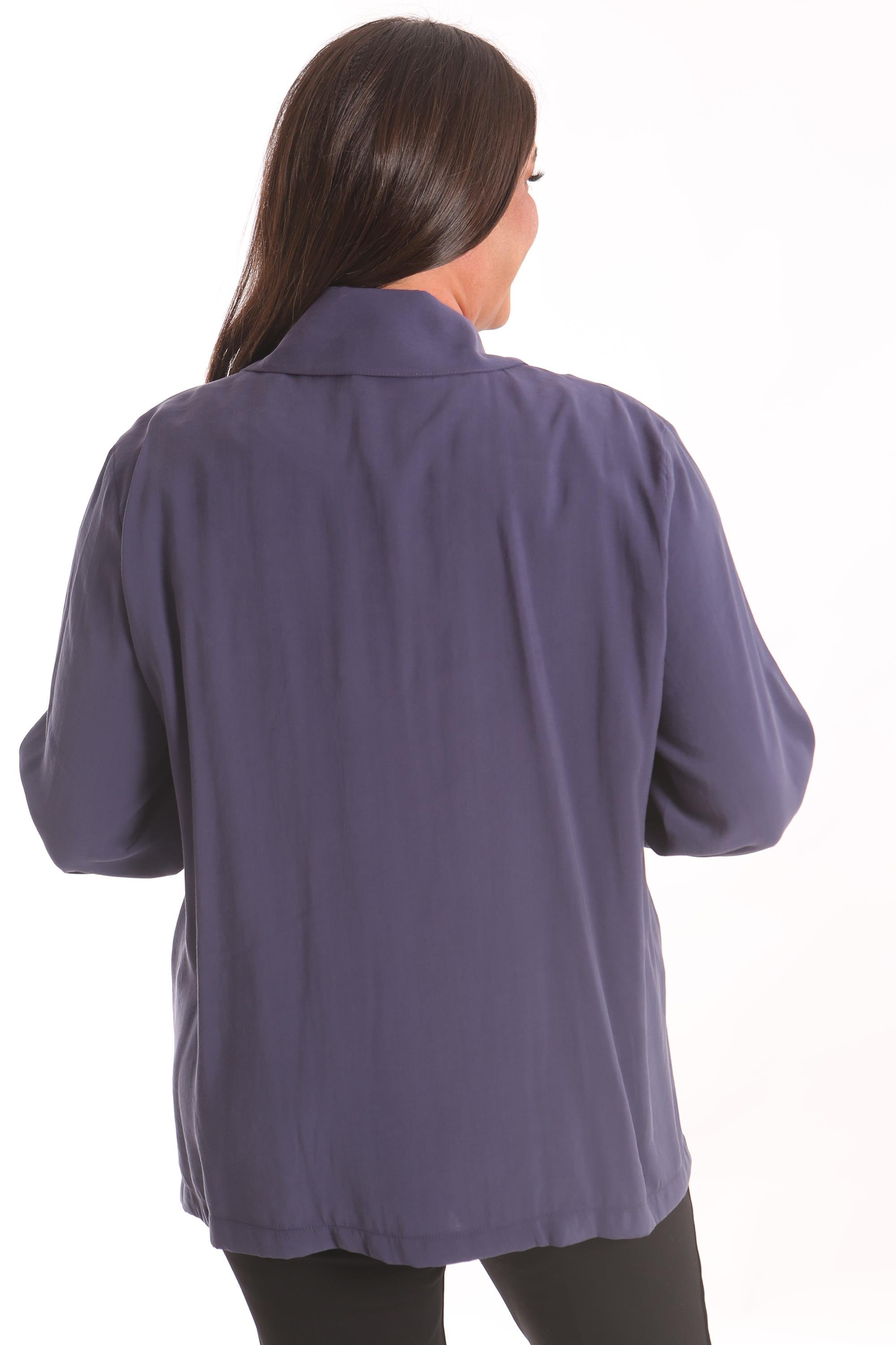 Trend42plus Büyük Beden Fermuarlı Büyük Beden İndigo Trençkot 