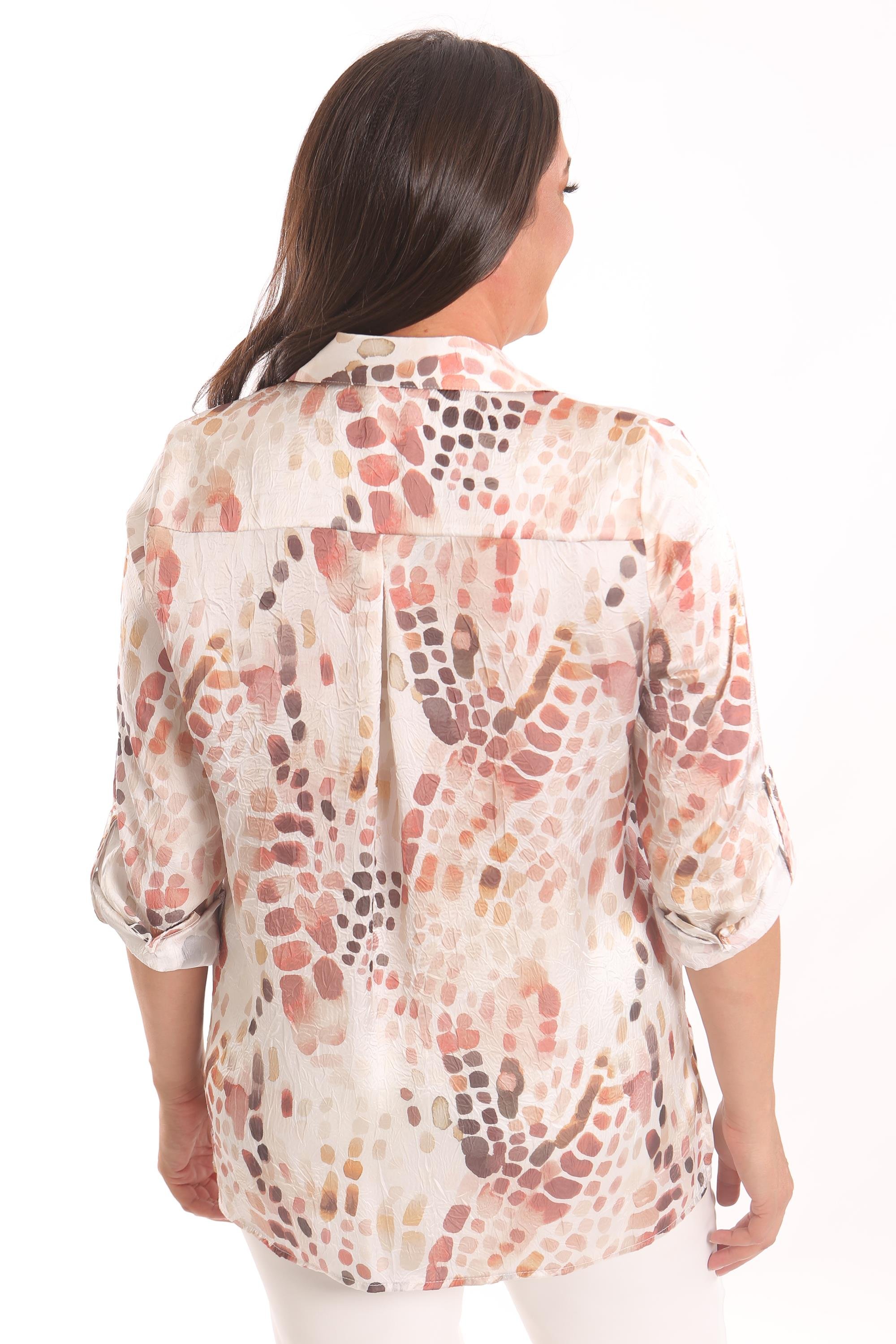 Trend42plus Büyük Beden Kiremit Dijital Baskılı Kraşlı Gömlek 