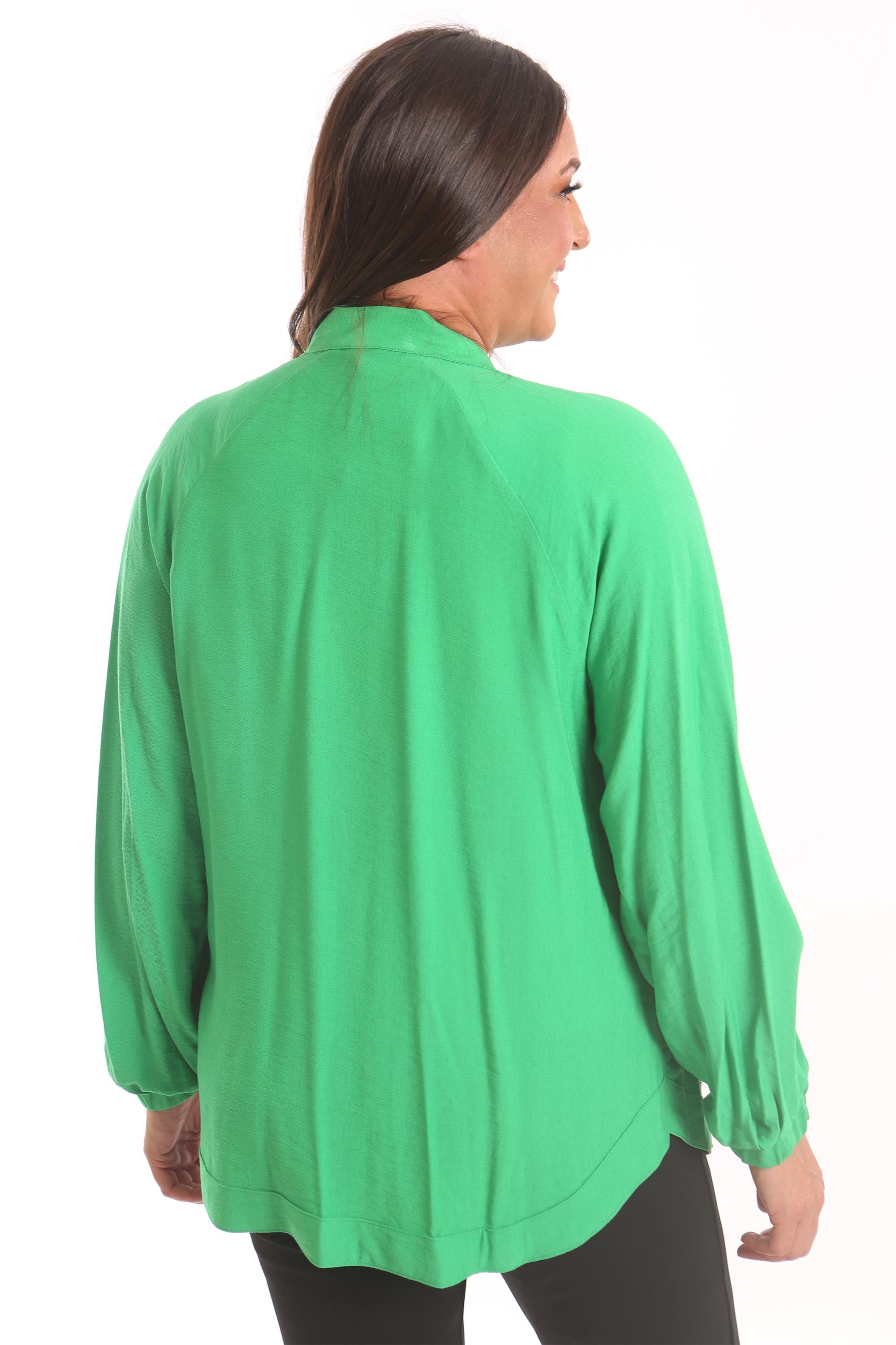 Trend42plus Büyük Beden Ön Taş Baskılı Yeşil Ceket