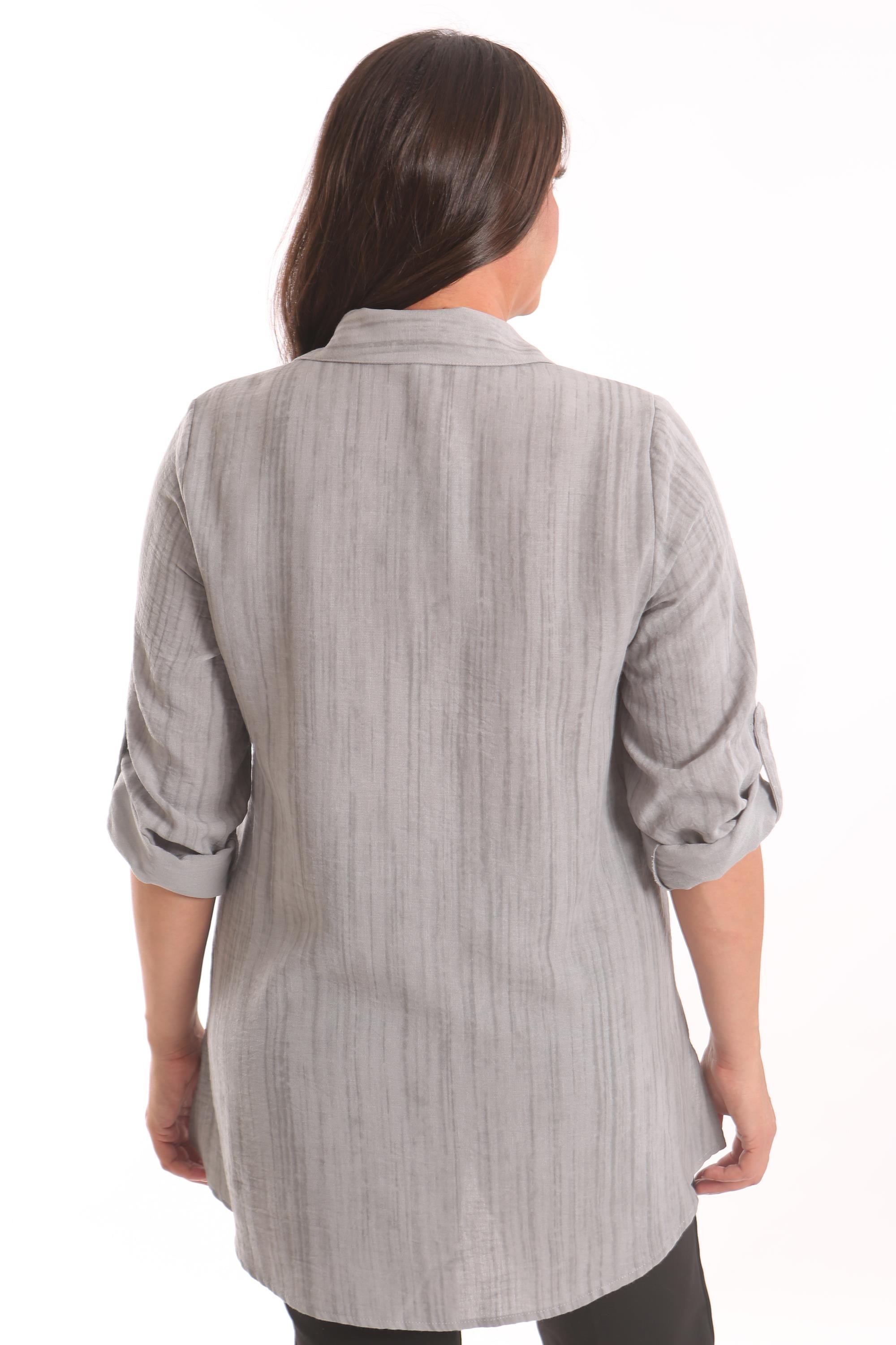 Trend42plus Büyük Beden Siyah Taş Baskılı Allerli Gömlek