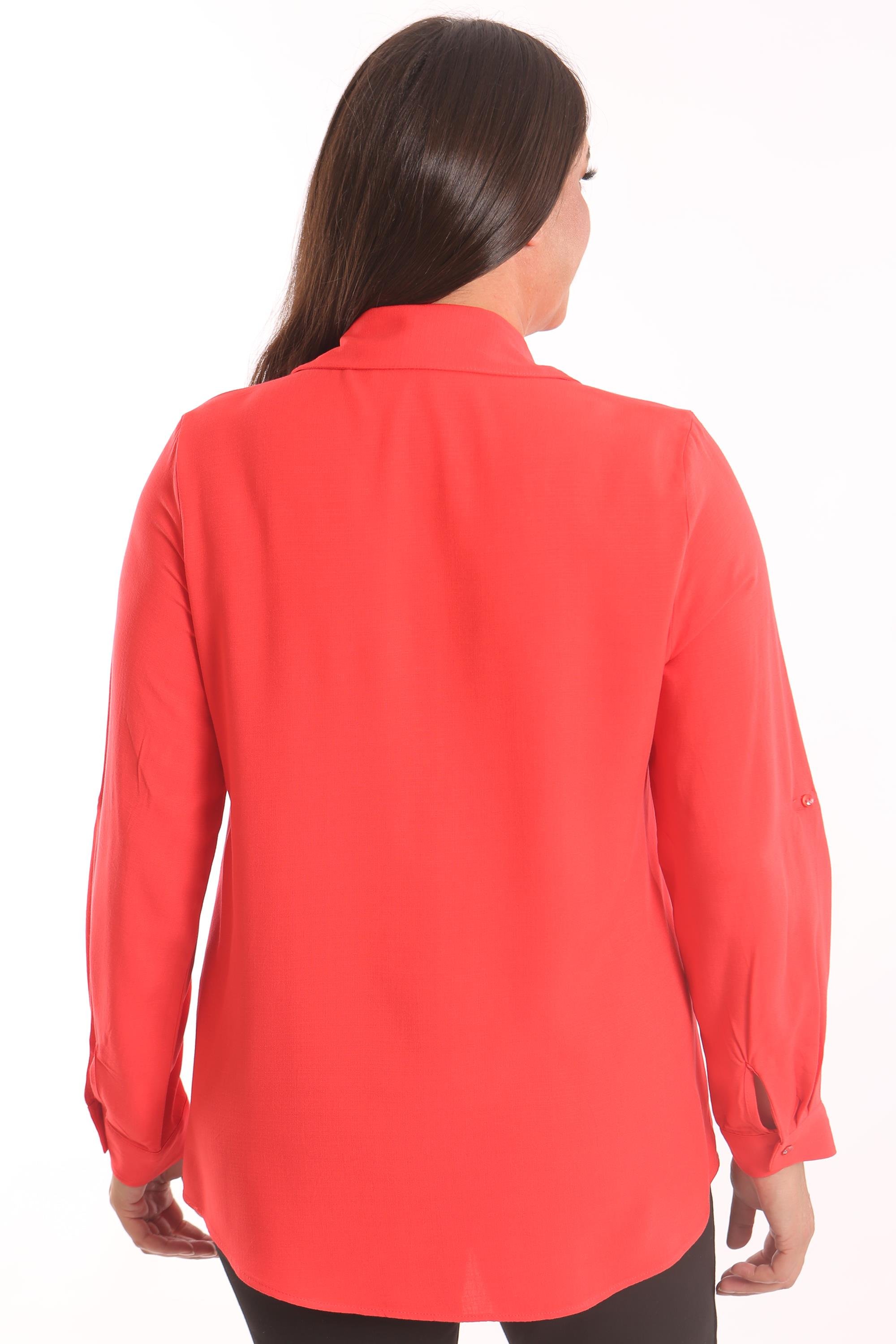 Trend42plus Büyük Beden Taş Baskı  Detaylı Dokuma Coral Gömlek