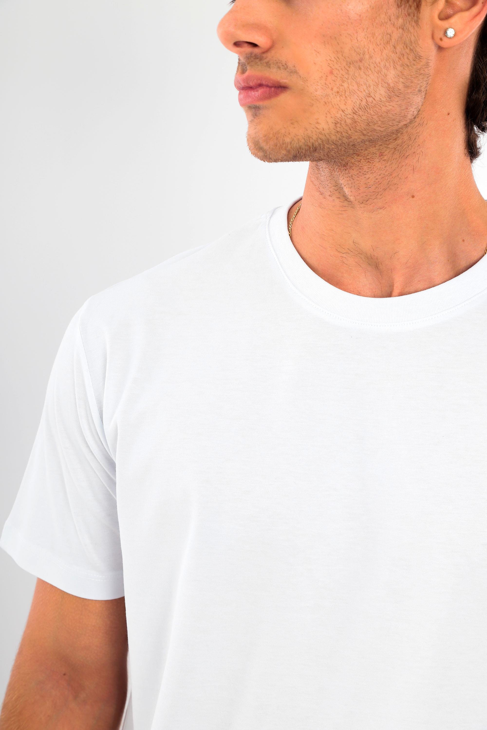 Trend42plus Erkek Bisiklet Yaka %100 Pamuk Kalın Dokulu Ekru T-Shirt