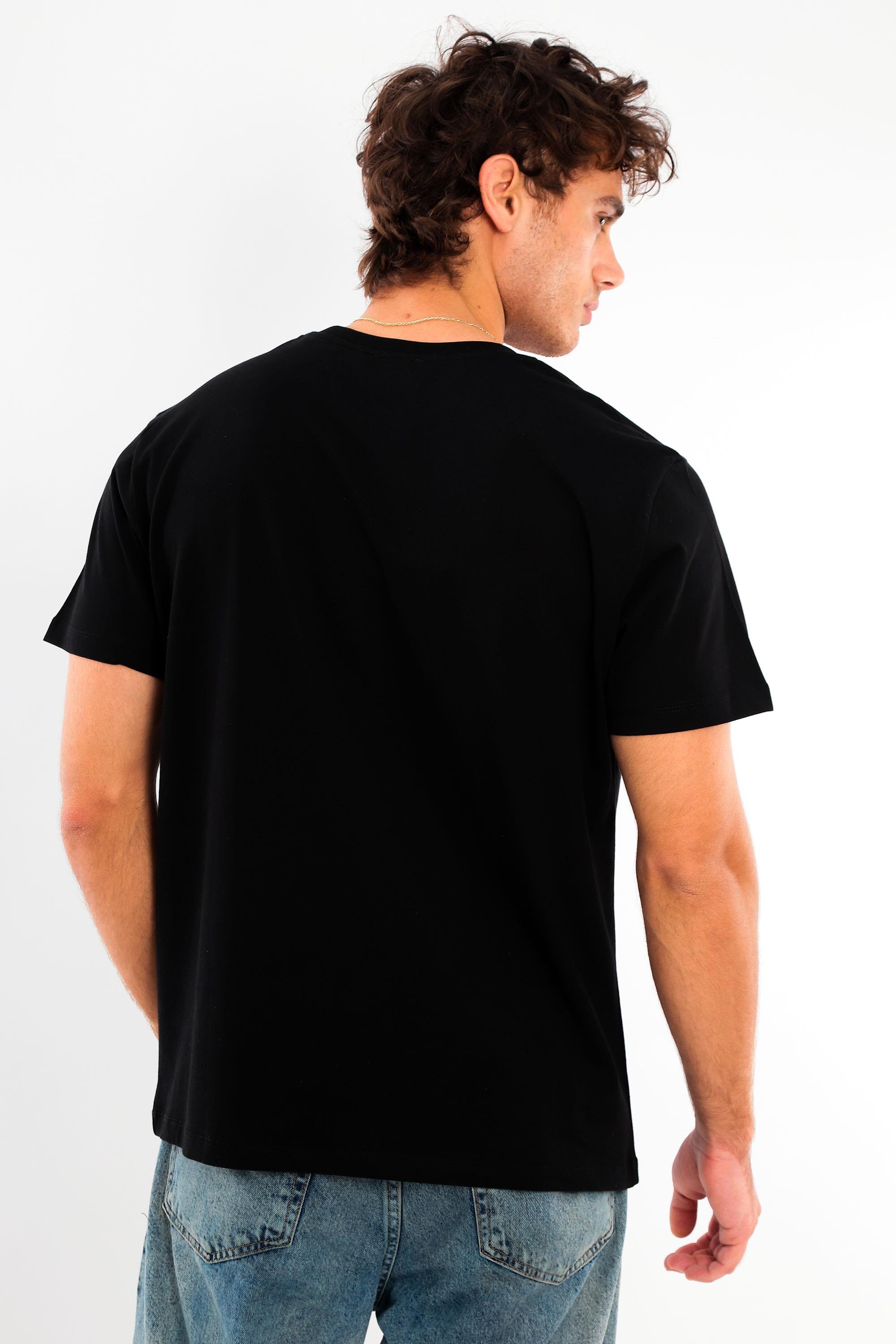 Trend42plus Erkek Bisiklet Yaka %100 Pamuk Siyah T-Shirt