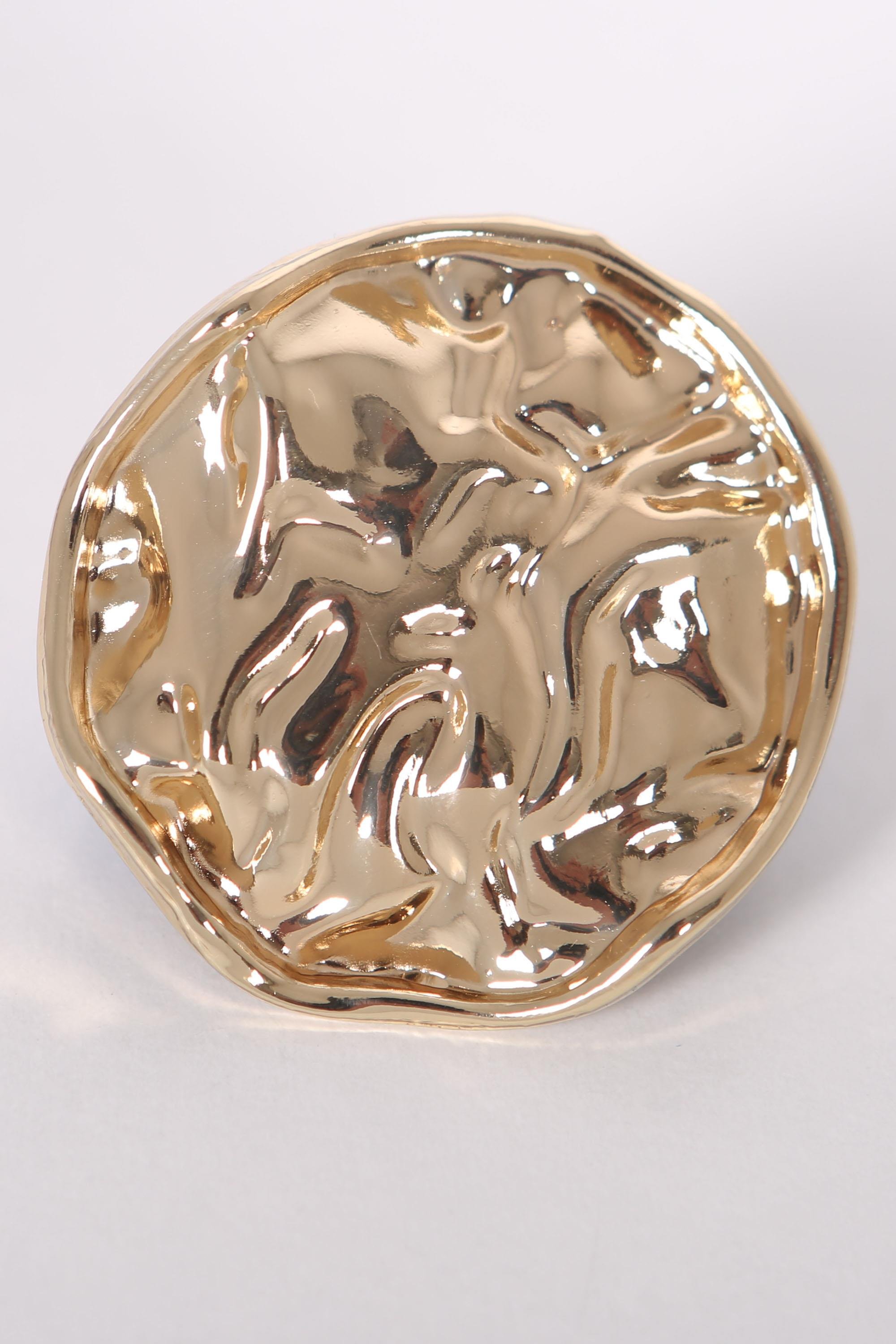 Trend42plus Gold Buruşuk Kıvrımlı Tasarım Broş