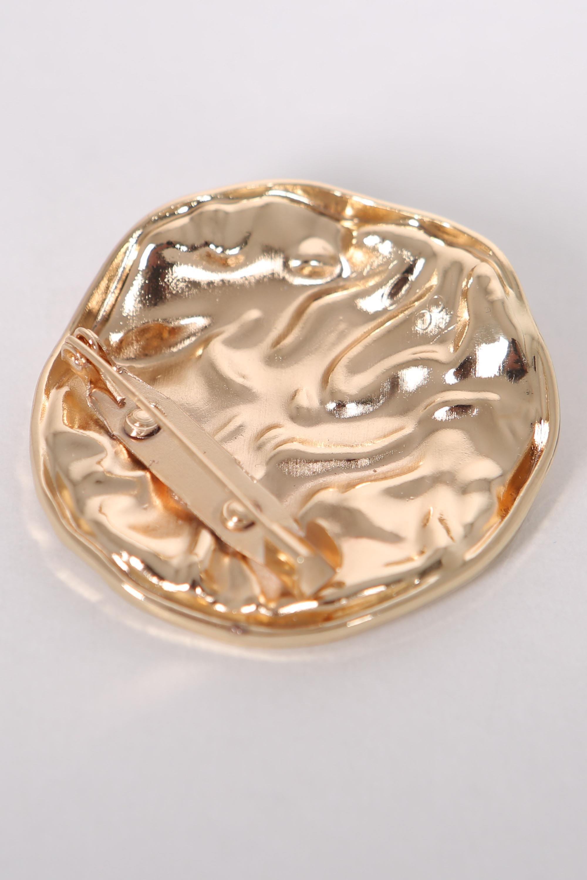 Trend42plus Gold Buruşuk Kıvrımlı Tasarım Broş