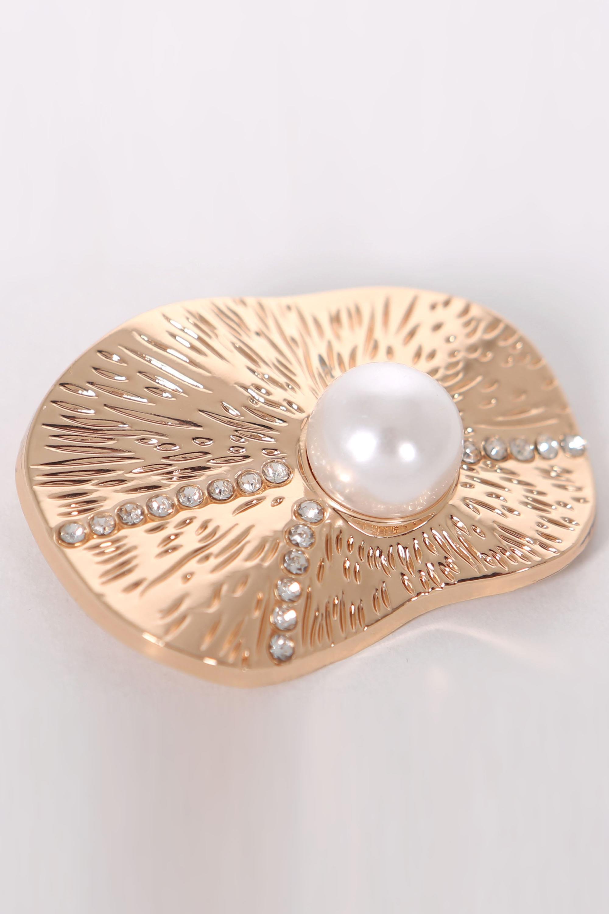 Trend42plus Göz Tasarım Desenli Zirkon Taşlı İnci Broş