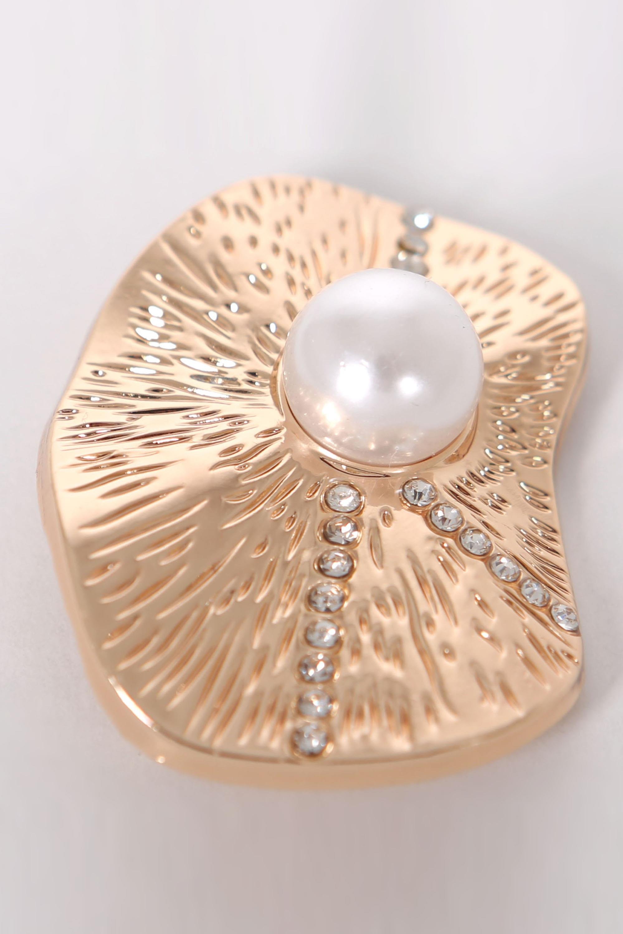 Trend42plus Göz Tasarım Desenli Zirkon Taşlı İnci Broş