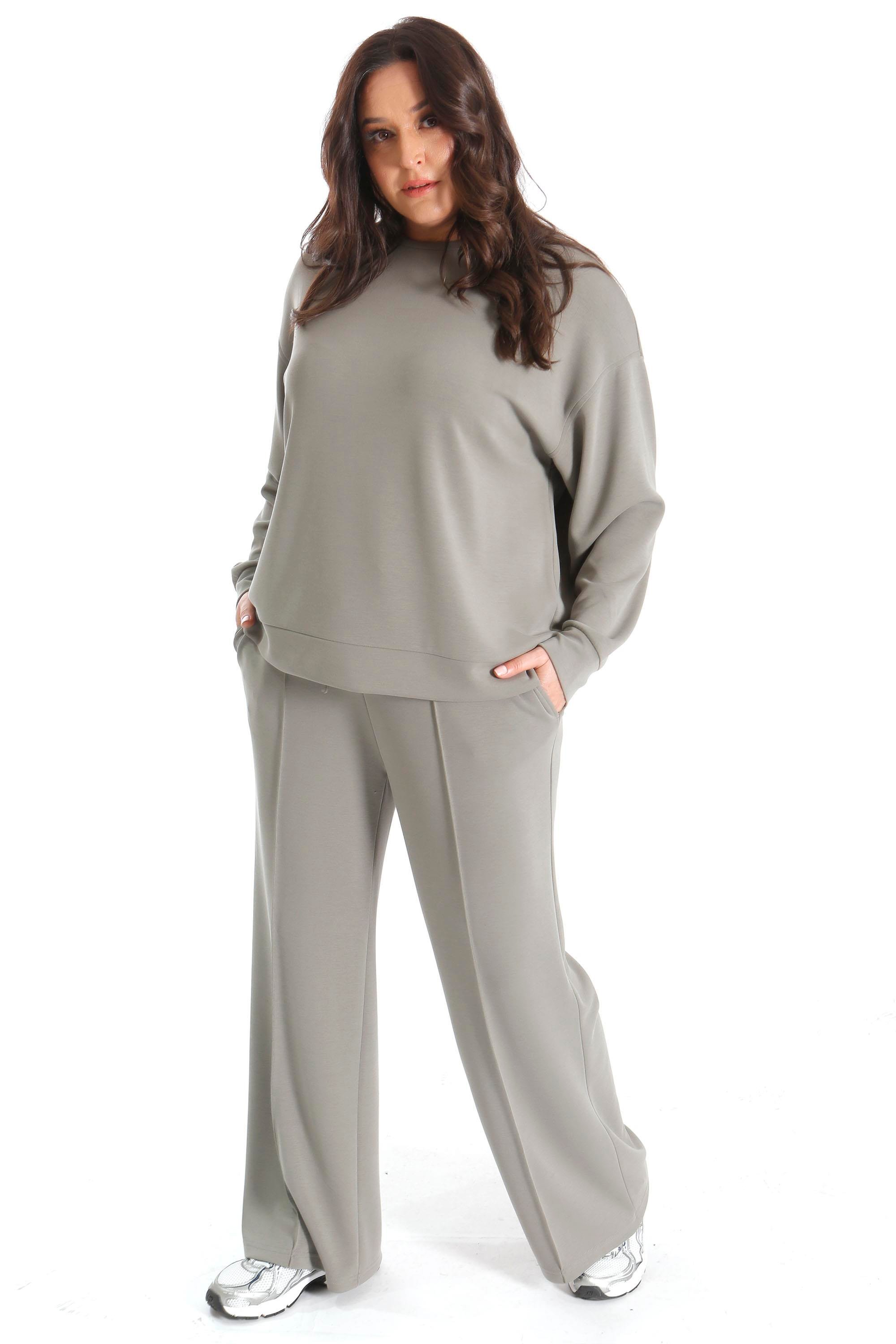 Trend42plus Modal Kumaşlı Yumuşak Dokulu Alt Üst Haki Takım