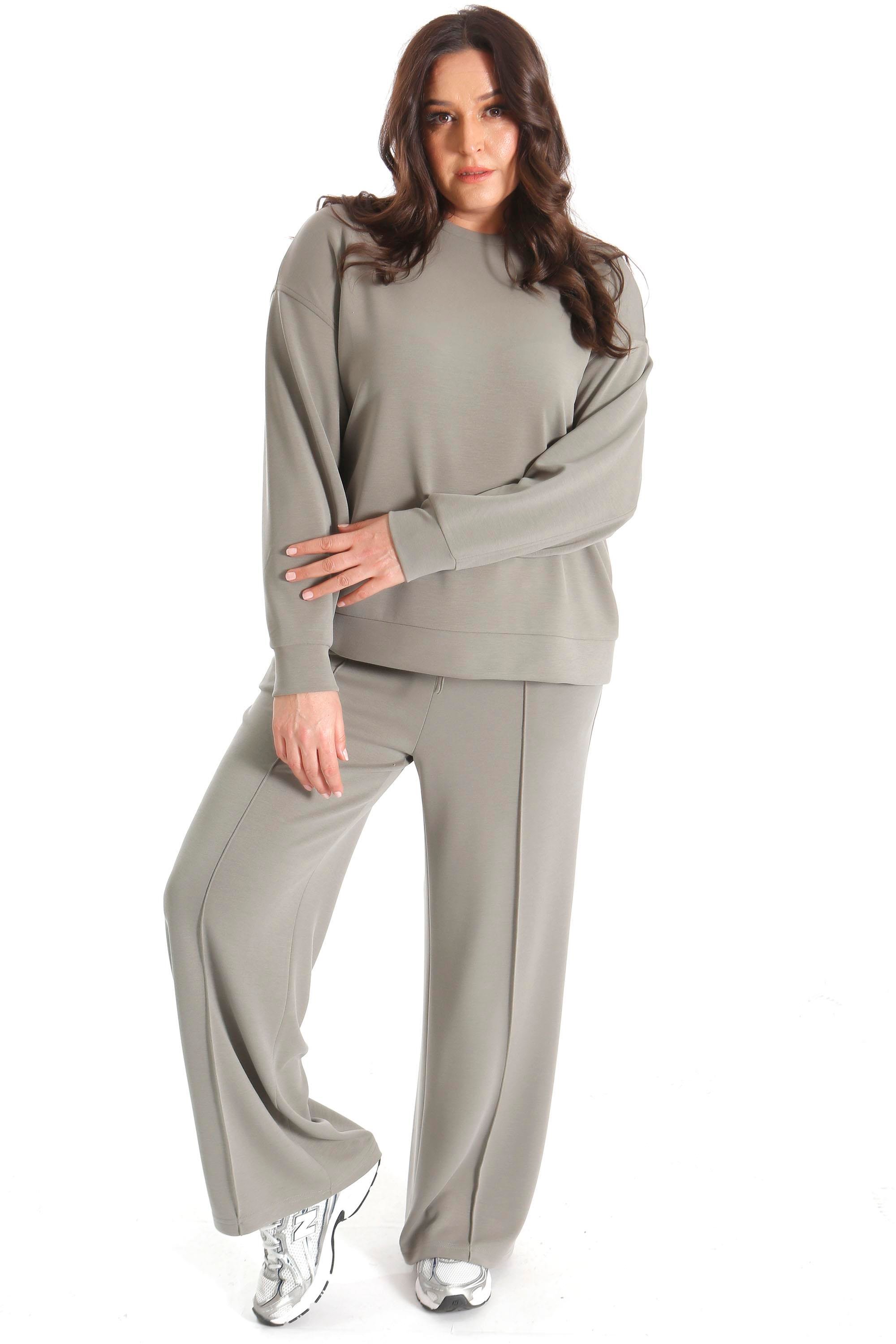 Trend42plus Modal Kumaşlı Yumuşak Dokulu Alt Üst Haki Takım