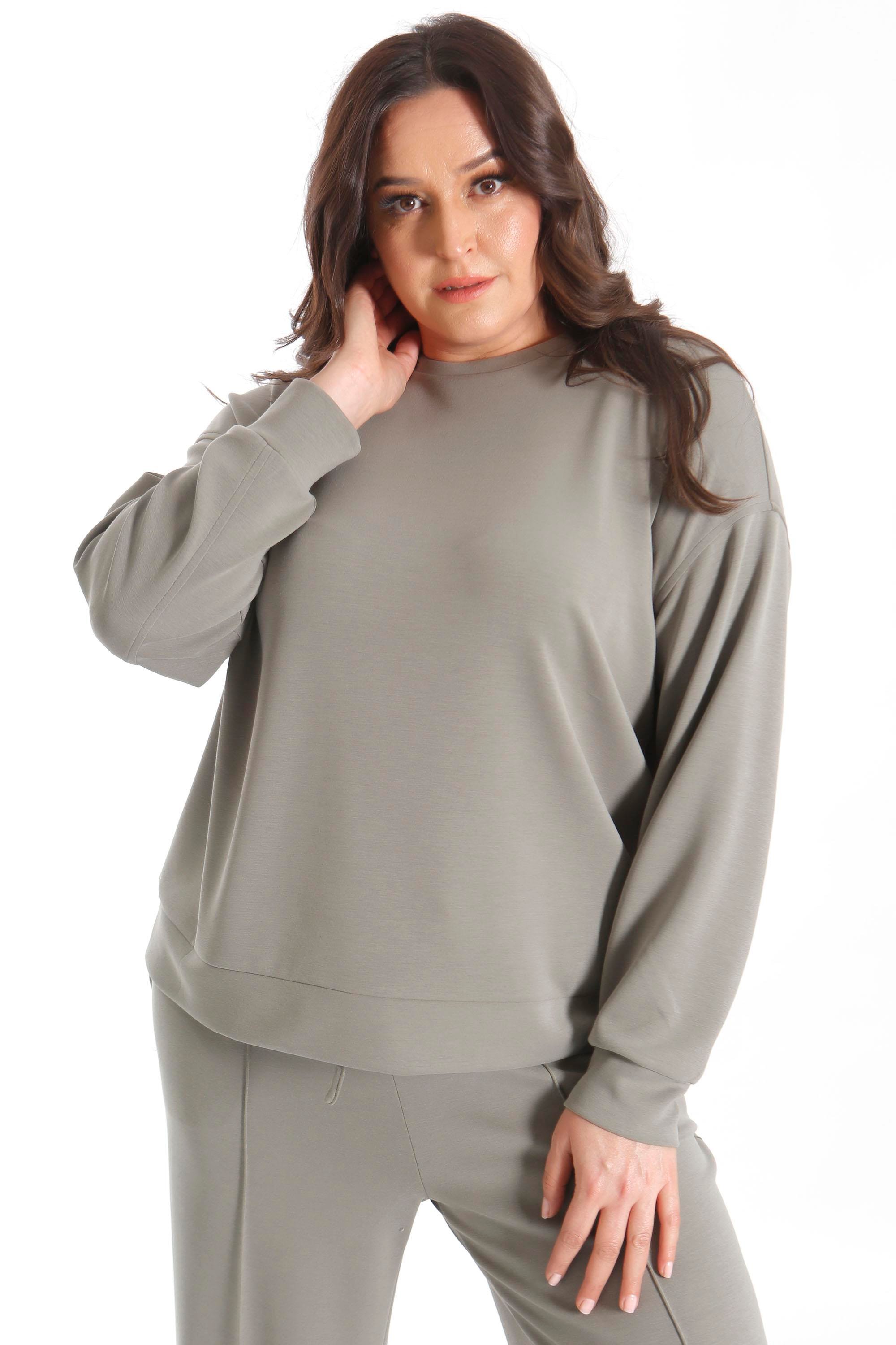 Trend42plus Modal Kumaşlı Yumuşak Dokulu Alt Üst Haki Takım