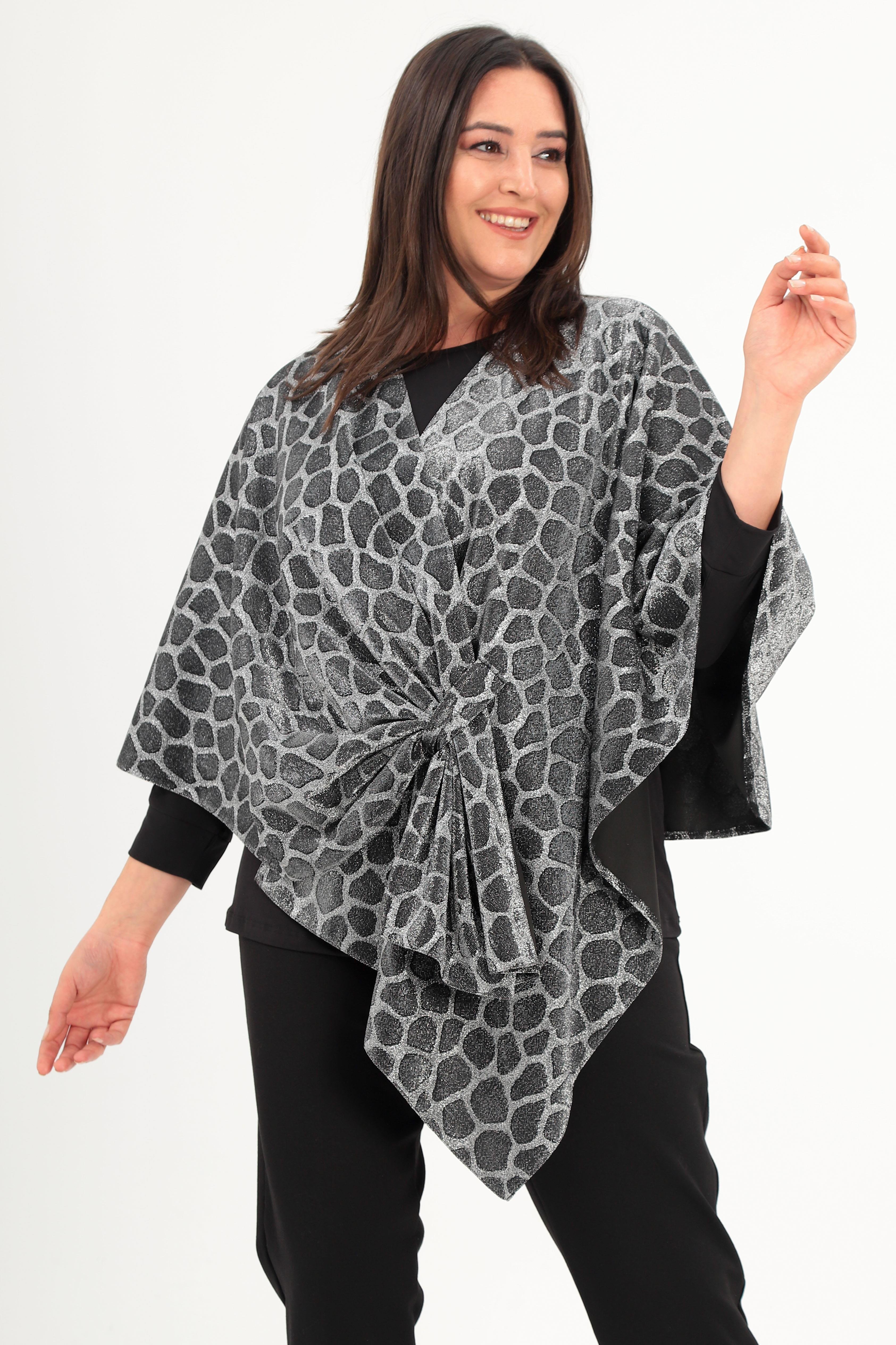 Trend42plus Zebra Desenli Simli Şal Panço