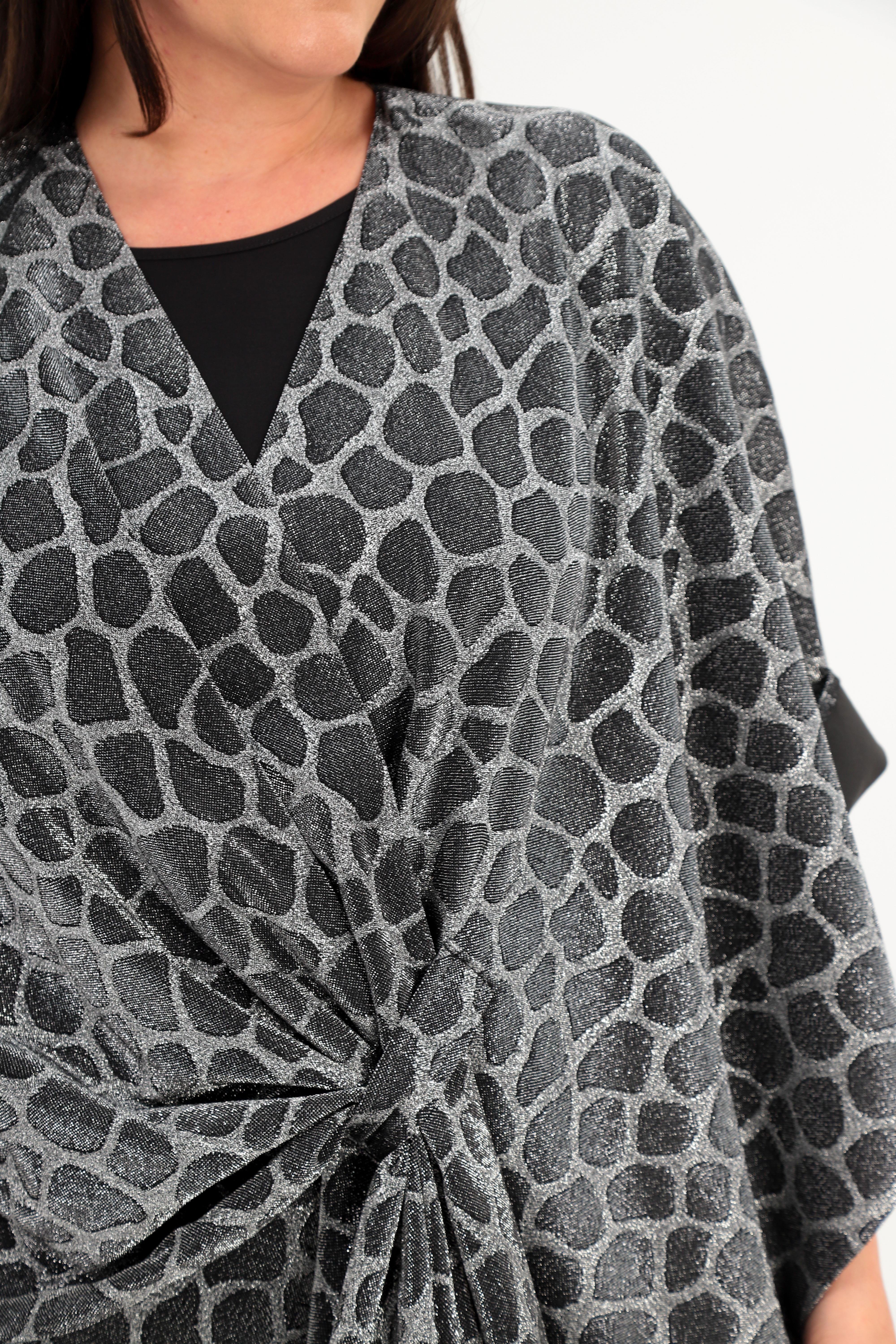 Trend42plus Zebra Desenli Simli Şal Panço