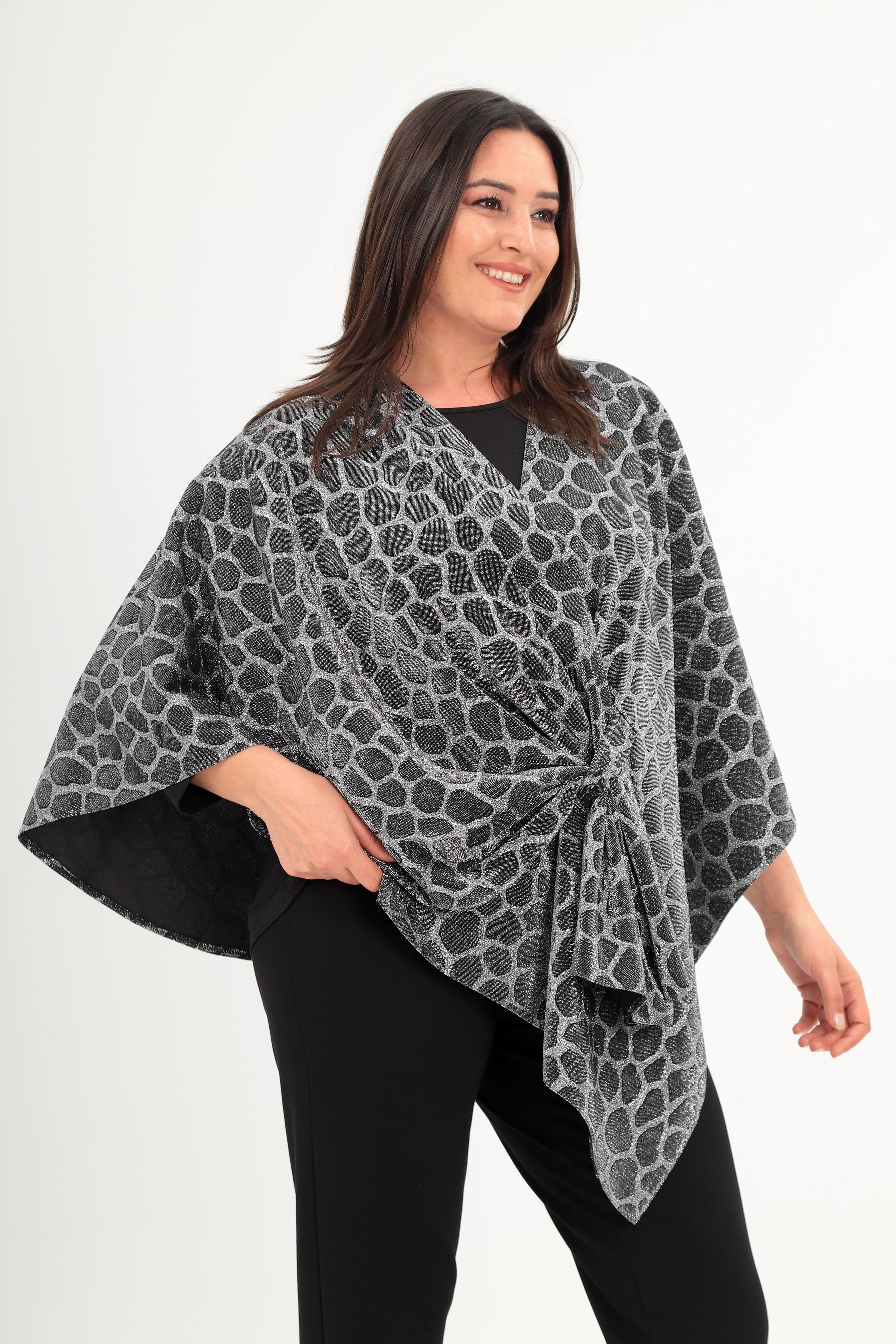 Trend42plus Zebra Desenli Simli Şal Panço