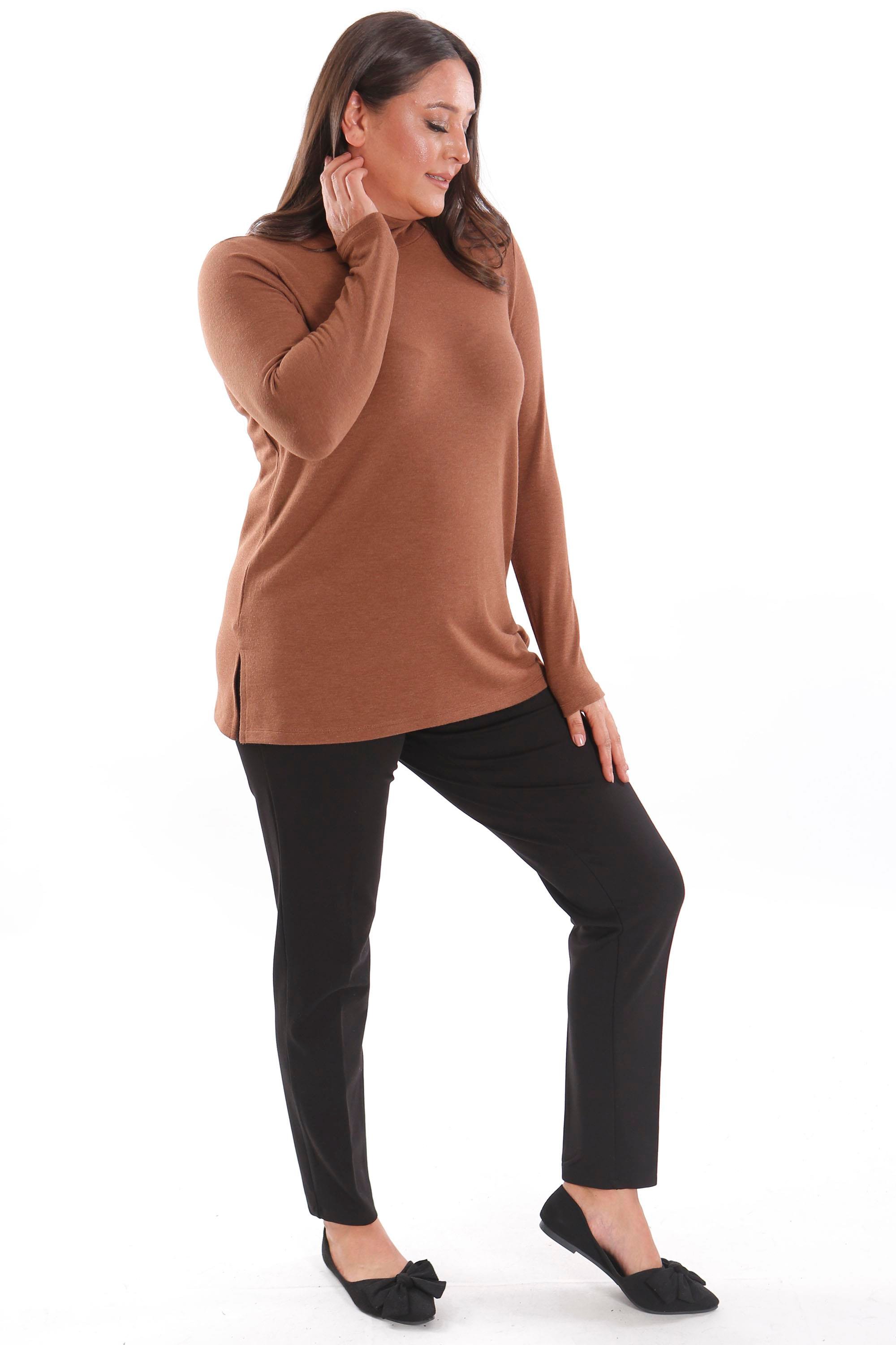 Yarım Balıkçı Kahverengi Triko