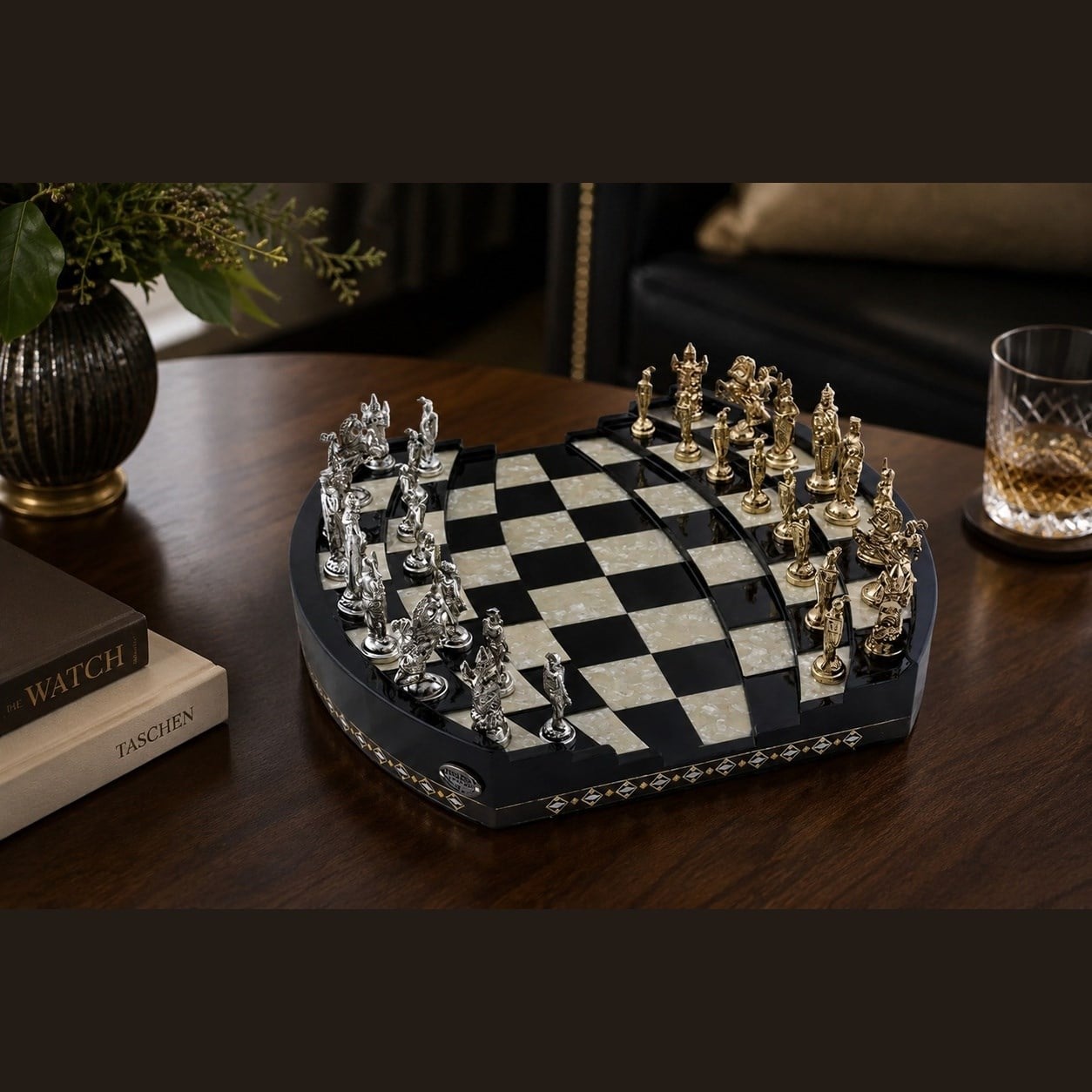 Arena 3D Chess Board Black Big Size / Metal FigürlüHelena Wood Art2657.BLK.5031.504