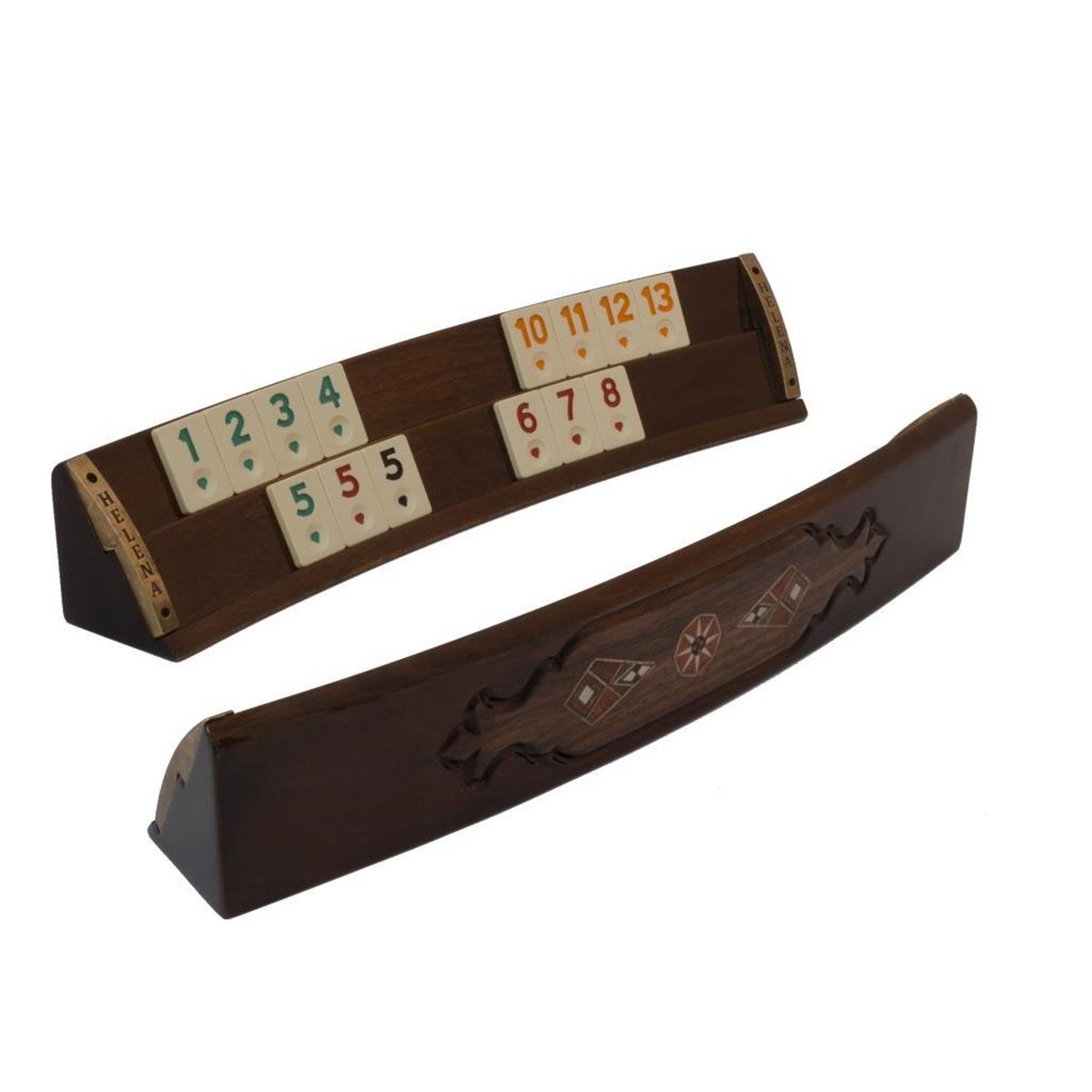 CEVİZ - AHŞAP MOZAİK İŞLEMELİ OVAL OKEY TKHelena Wood Art2636.WAL