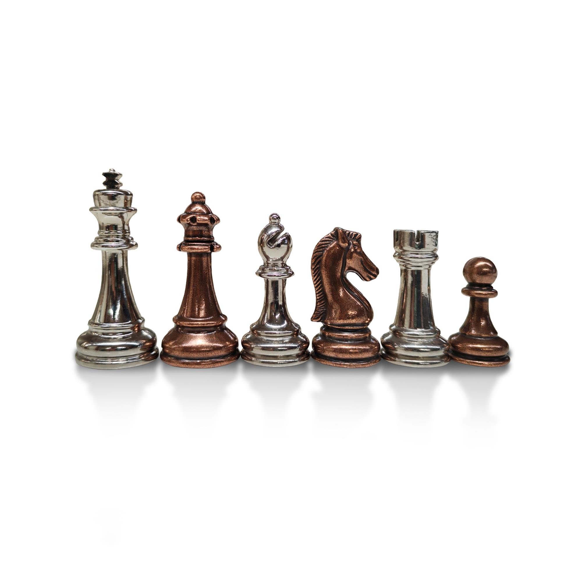 Klasik Metal Döküm Satranç Figür Takımı (Bronz-Gümüş)Helena Wood Art5014.BR