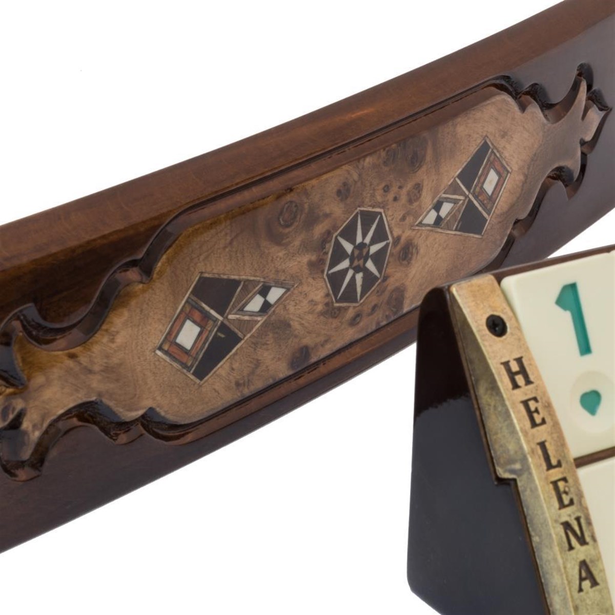 MAZEL  - AHŞAP MOZAİK İŞLEMELİ OVAL OKEY TKHelena Wood Art2636.MAZ