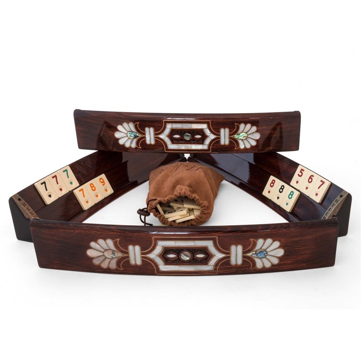 NİLÜFER DESENLİ SEDEF KAKMALI OYMALI OVAL OKEY TAKIMIHelena Wood Art4580