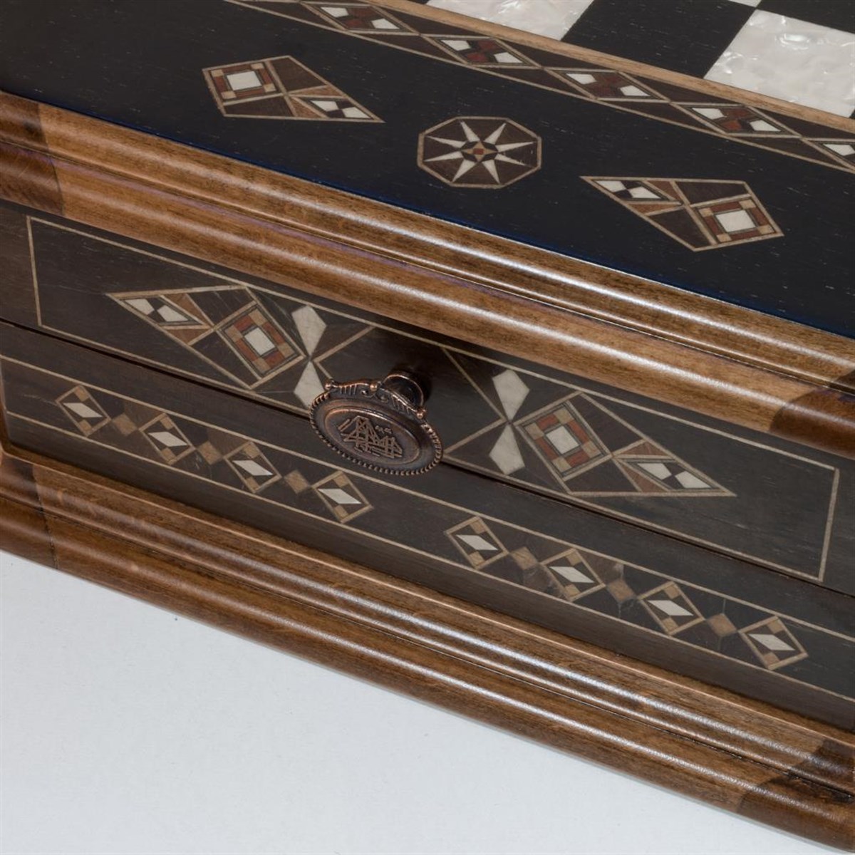 OCTAGON SİYAH SATRANÇ SETİ  (41X41X10 cm)Helena Wood Art