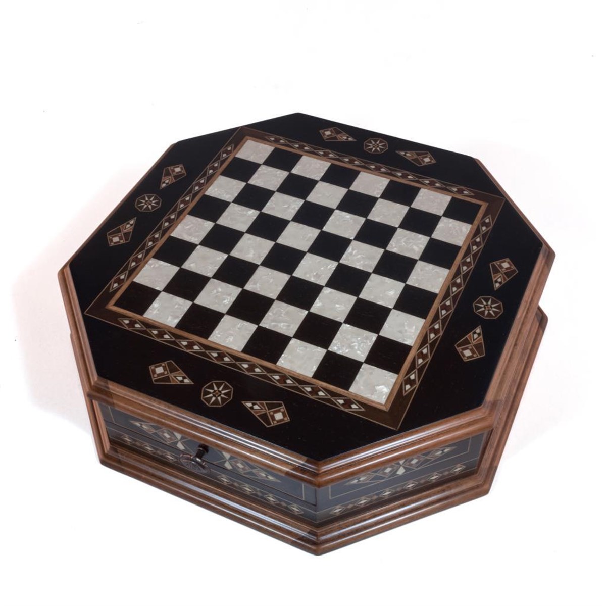 OCTAGON SİYAH SATRANÇ SETİ  (41X41X10 cm)Helena Wood Art