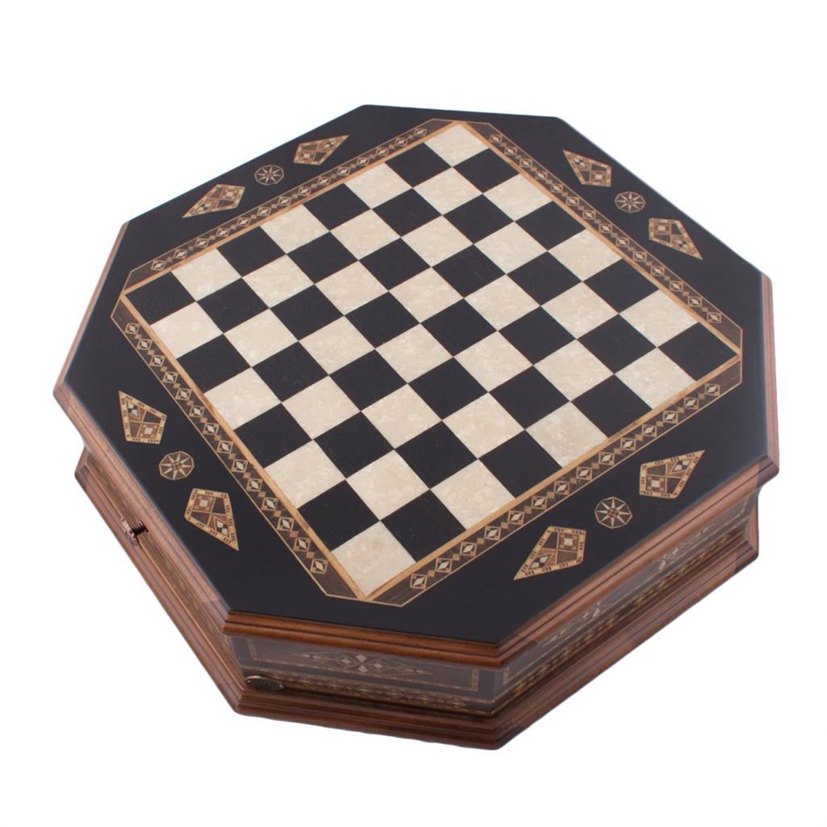 Octagon Sml Black Satranç Seti | Metal FigürlüHelena Wood Art