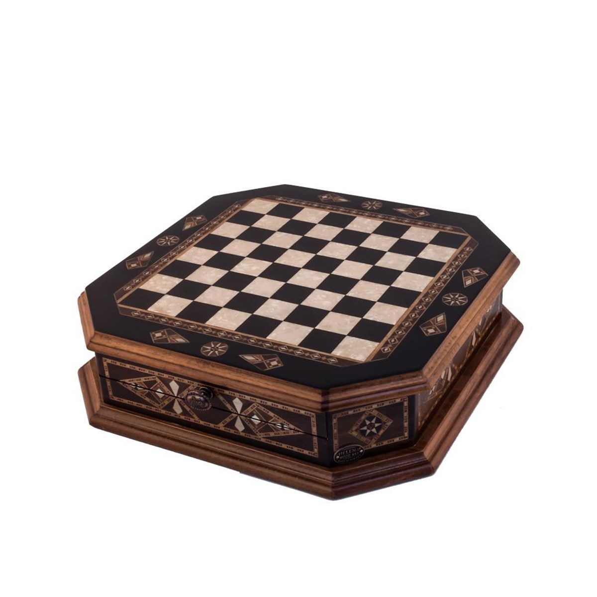 Octagon Sml Black Satranç Seti | Metal FigürlüHelena Wood Art