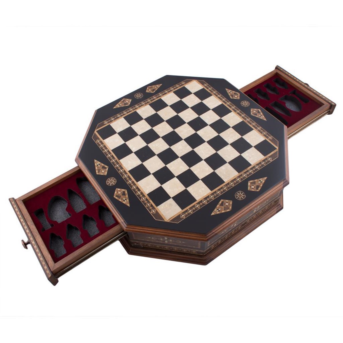 Octagon Sml Black Satranç Seti | Metal FigürlüHelena Wood Art
