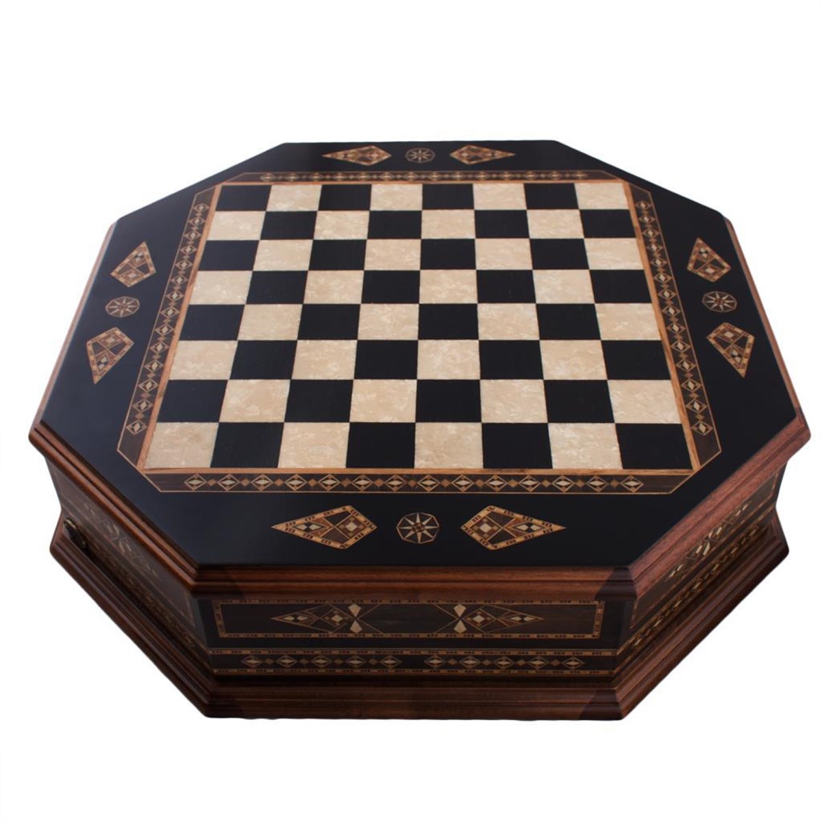 Octagon Sml Black Satranç Seti | Metal FigürlüHelena Wood Art