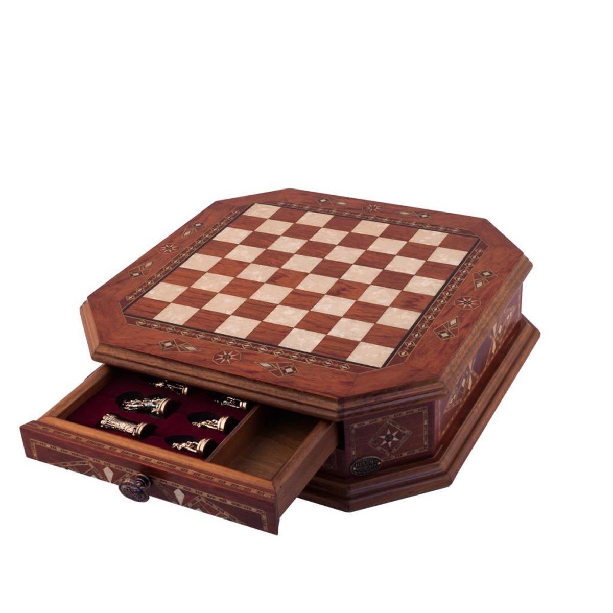 Octagon Sml Ros Satranç Seti | Metal FigürlüHelena Wood Art