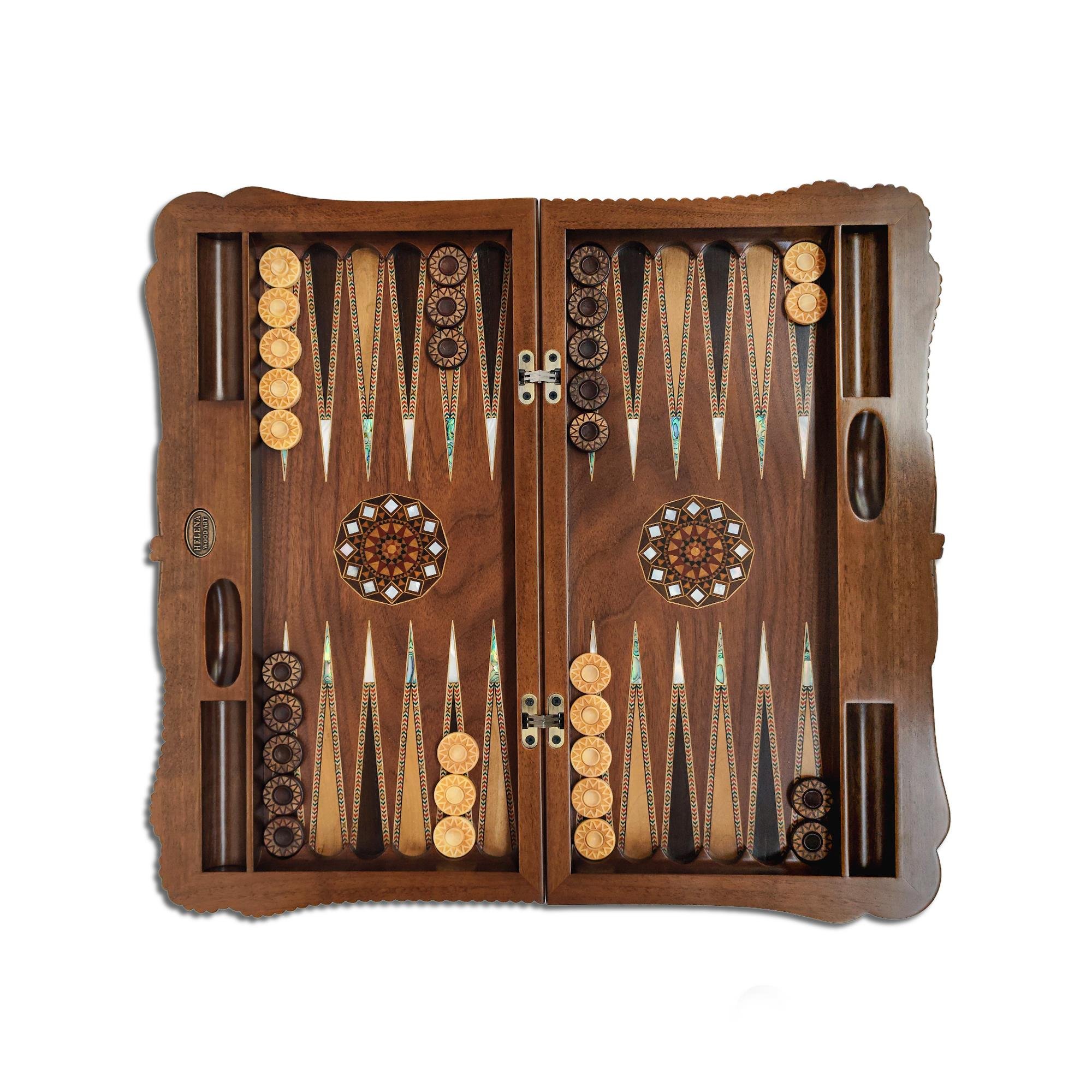 Ottoman Grand Sedef Mozaik Tavla / CevizHelena Wood Art2285.WALEX