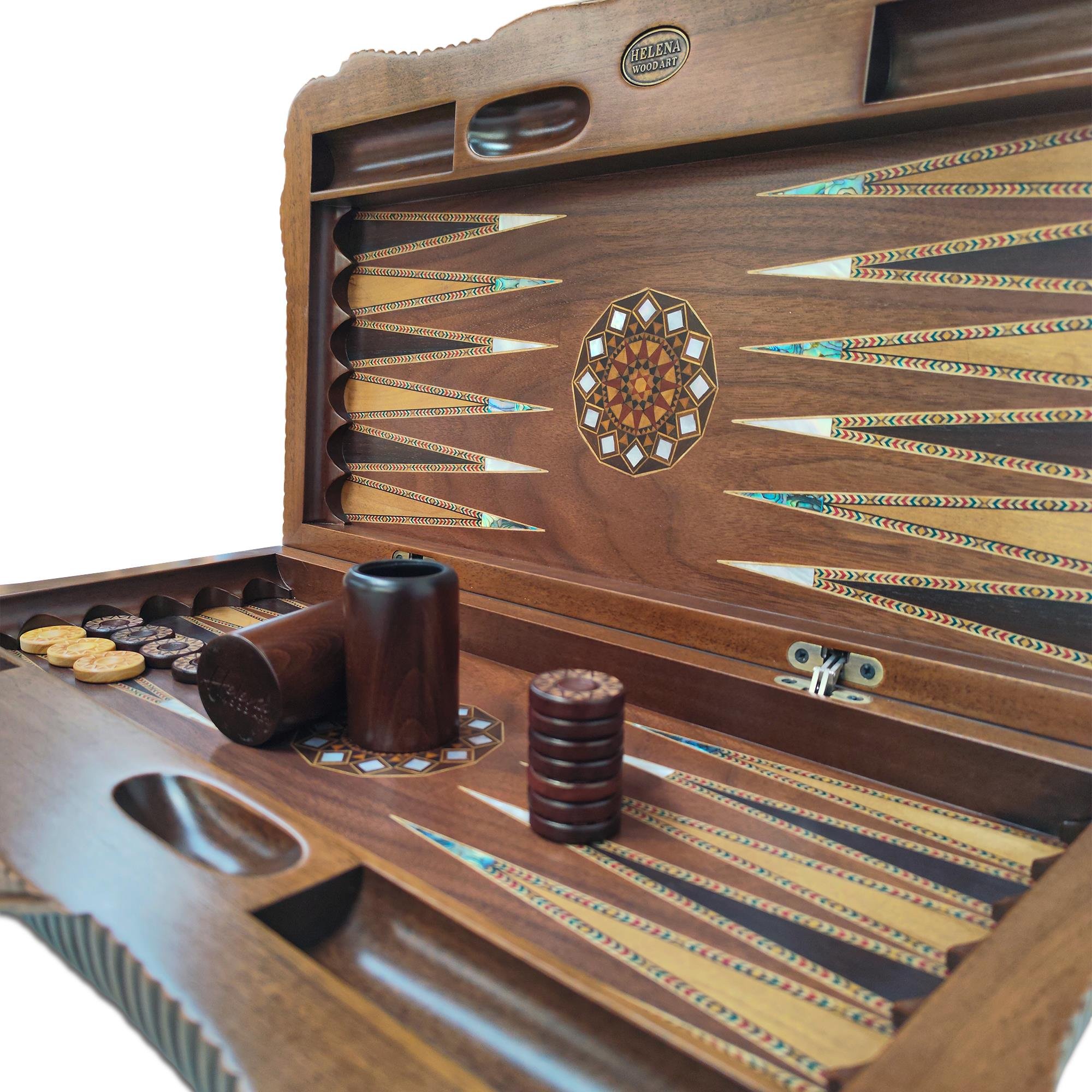 Ottoman Grand Sedef Mozaik Tavla / CevizHelena Wood Art2285.WALEX