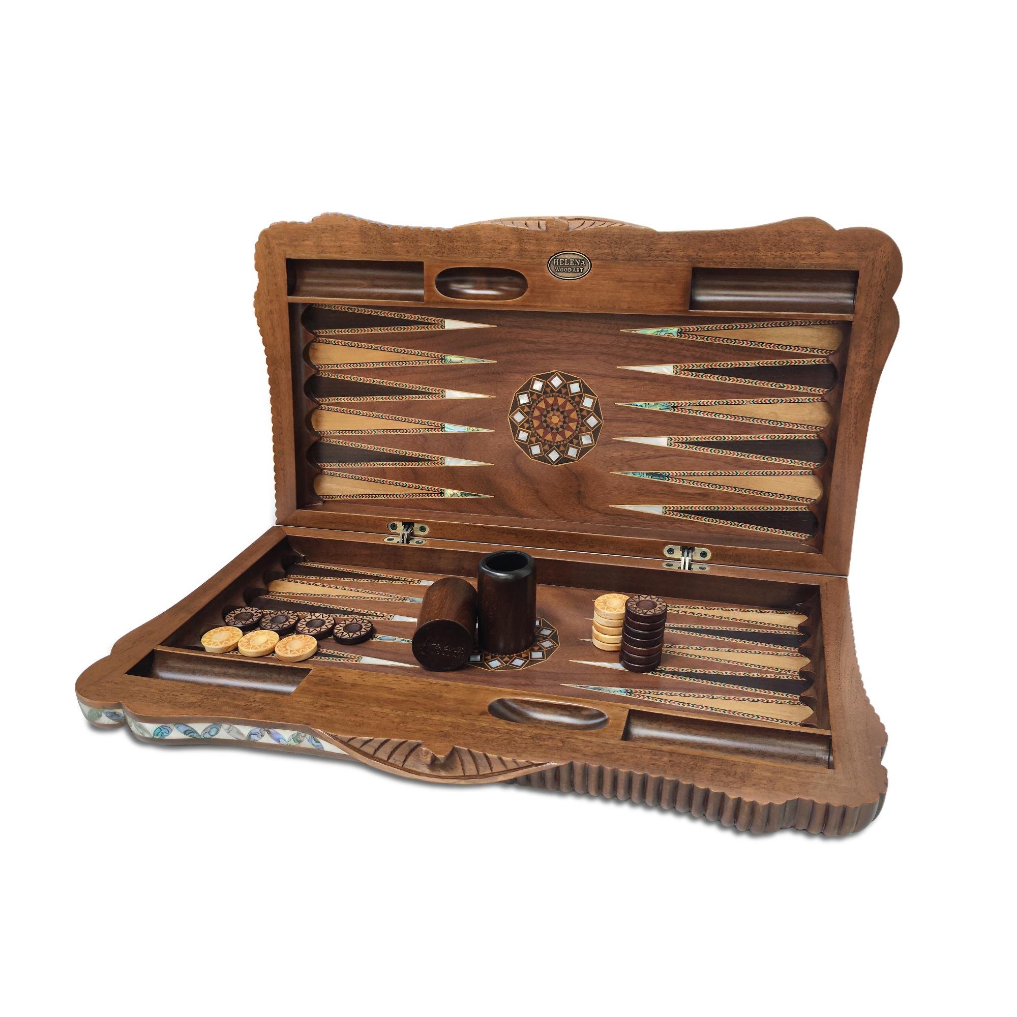 Ottoman Grand Sedef Mozaik Tavla / CevizHelena Wood Art2285.WALEX