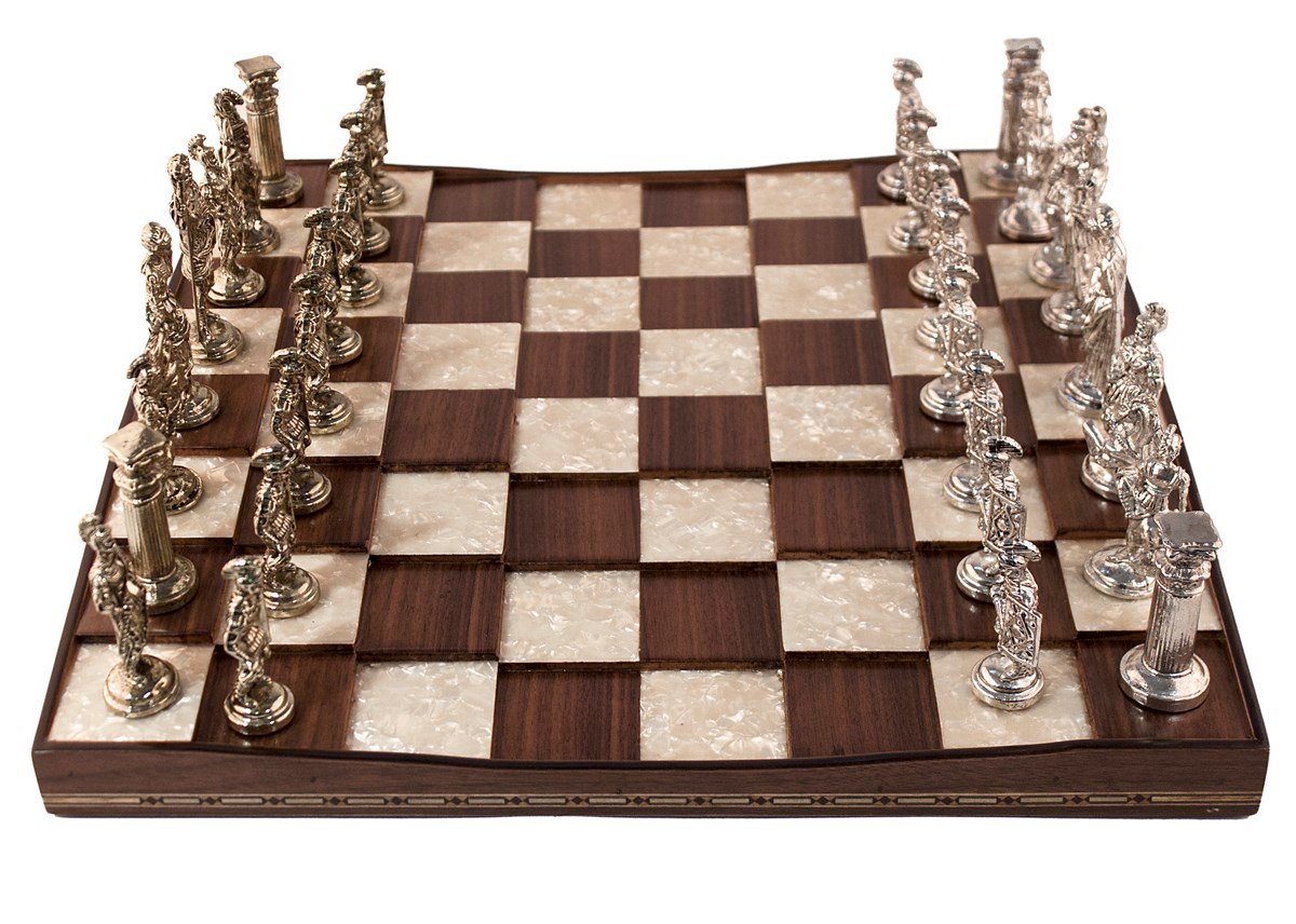 Piramit Satranç Seti - Ceviz | Metal FigürlüHelena Wood Art2656.WAL.5031.503