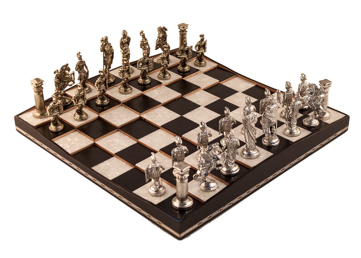 Piramit Satranç Seti - Siyah | Romalılar Metal FigürlüHelena Wood Art2656.BLK.5031.503
