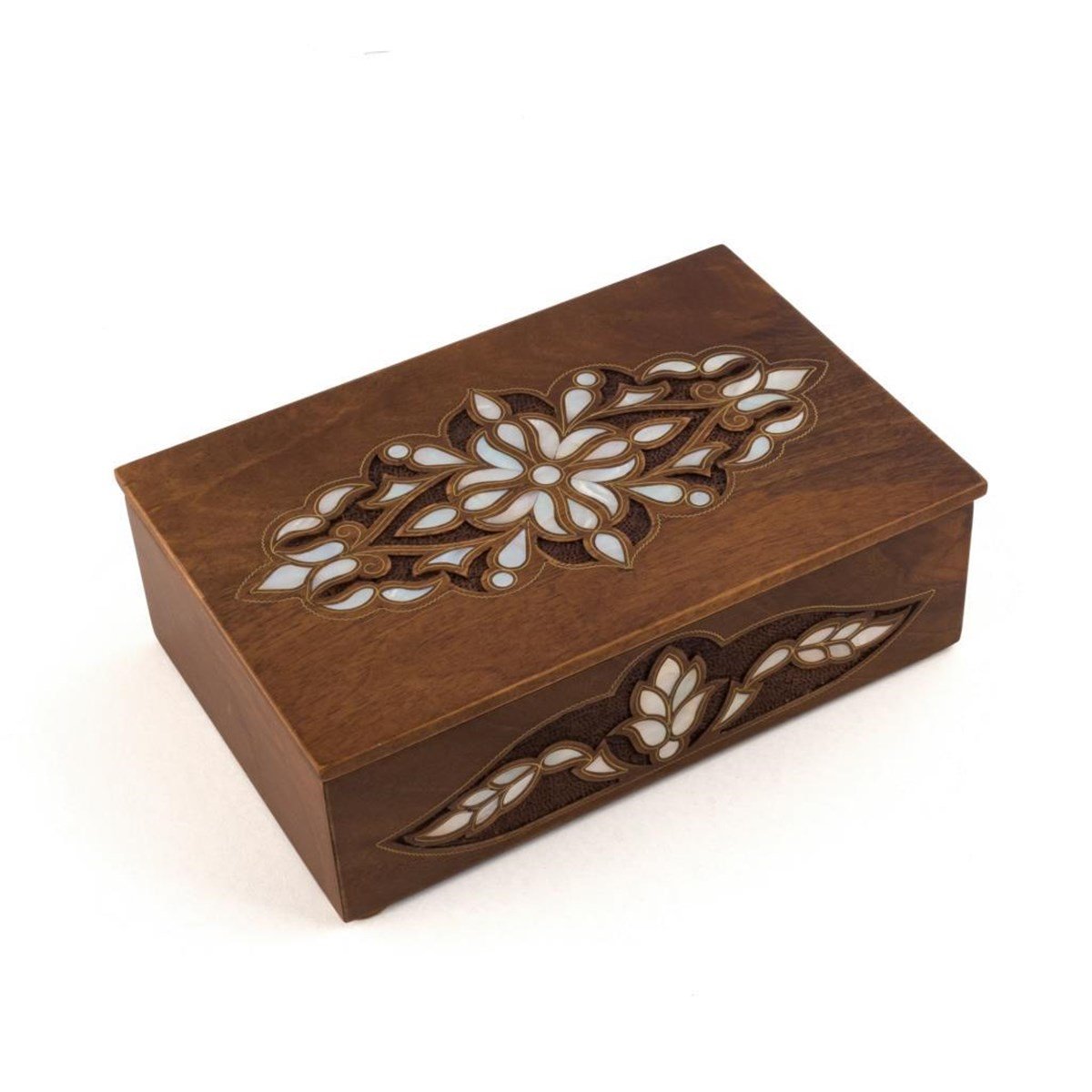 SEDEFLİ  KAPAKLI CEVİZ KUTU(25*17*8 cm)Helena Wood Art