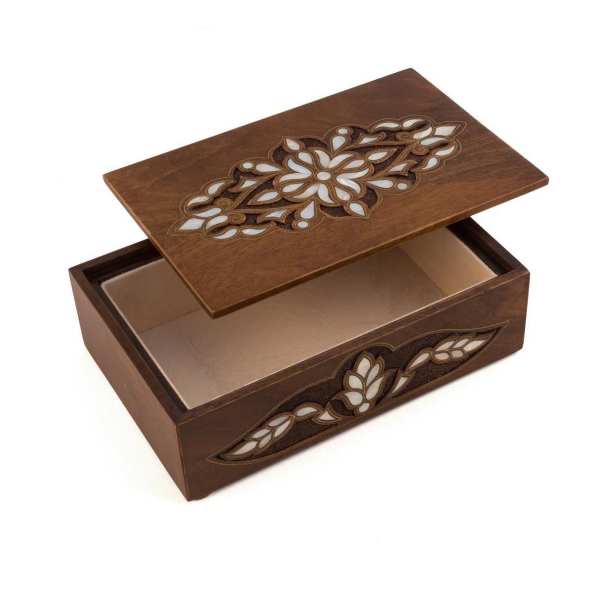 SEDEFLİ  KAPAKLI CEVİZ KUTU(25*17*8 cm)Helena Wood Art