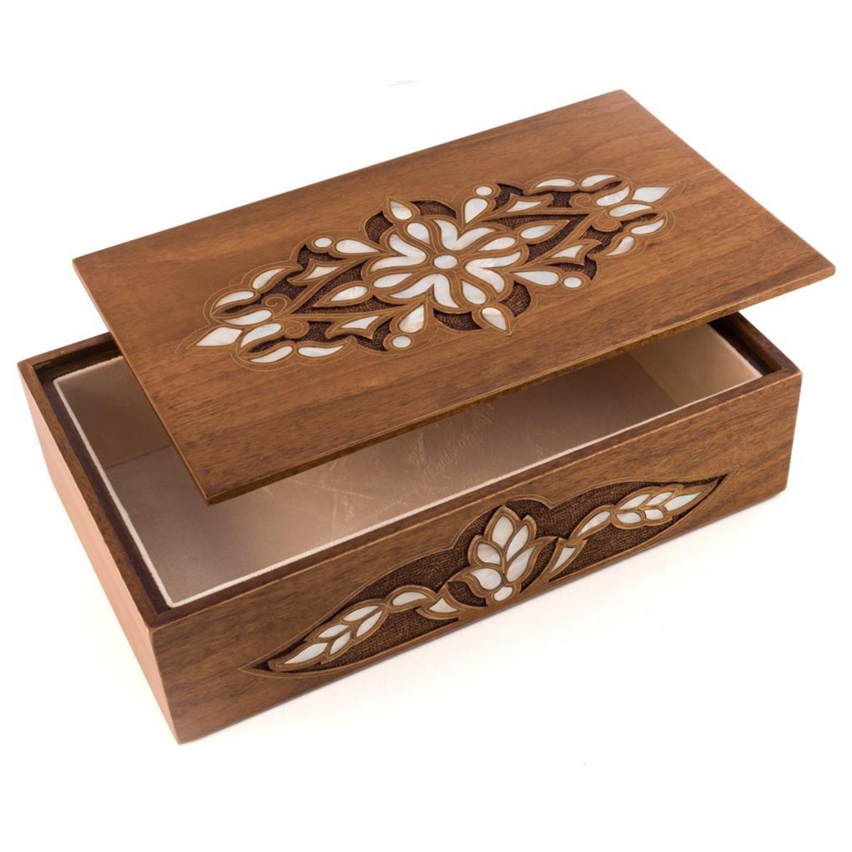 SEDEFLİ  KAPAKLI CEVİZ KUTU(35*21*9 cm)Helena Wood Art